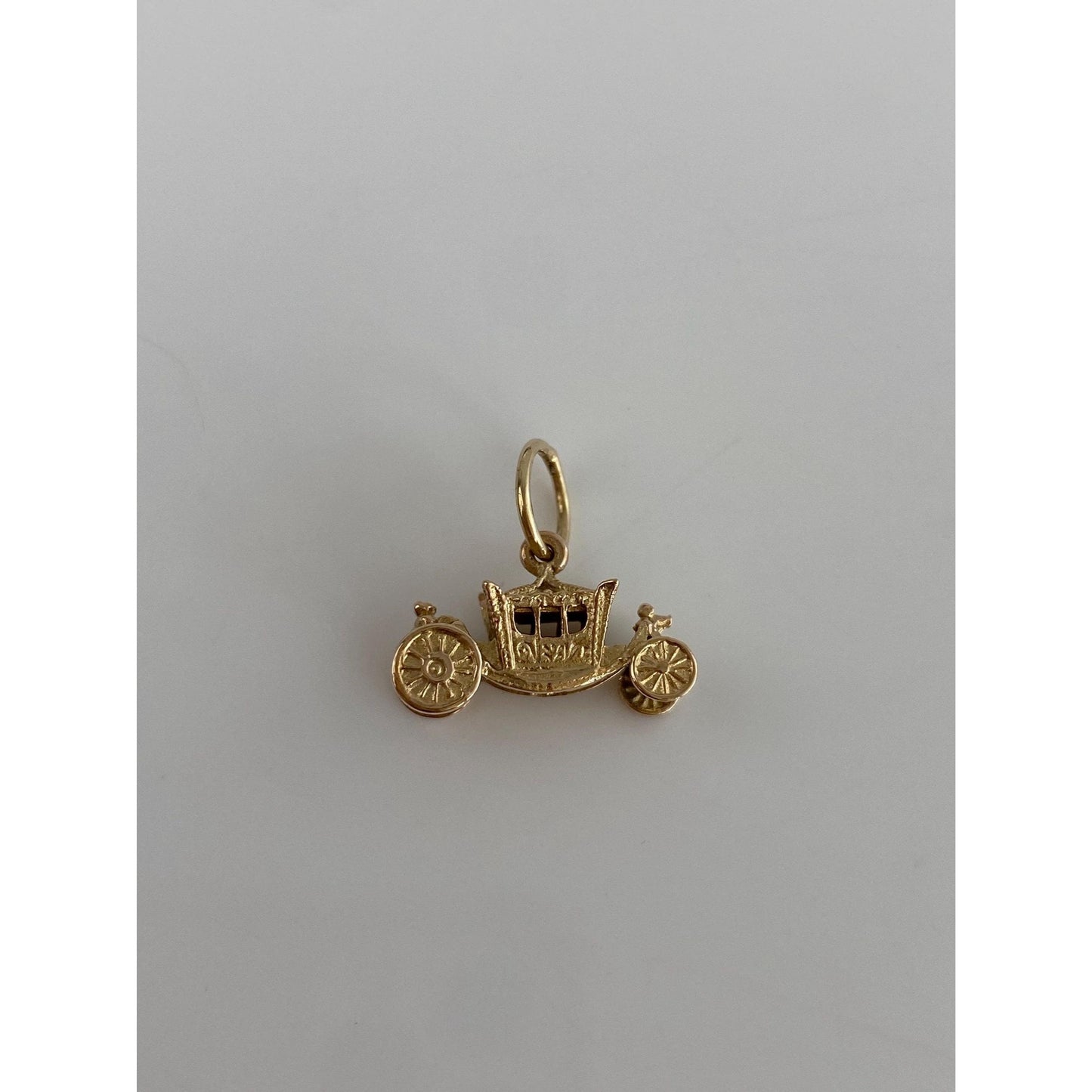 Vintage Solid 14k Yellow Gold Carriage Charm