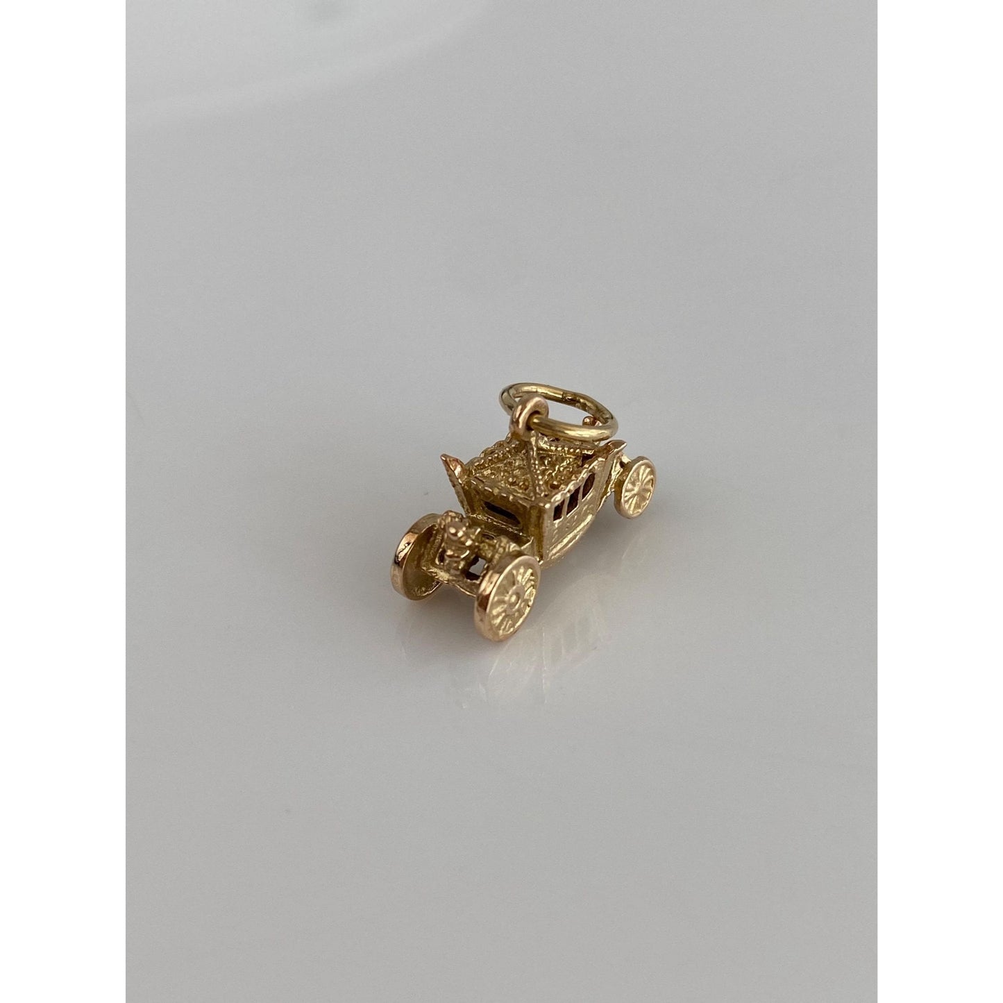 Vintage Solid 14k Yellow Gold Carriage Charm