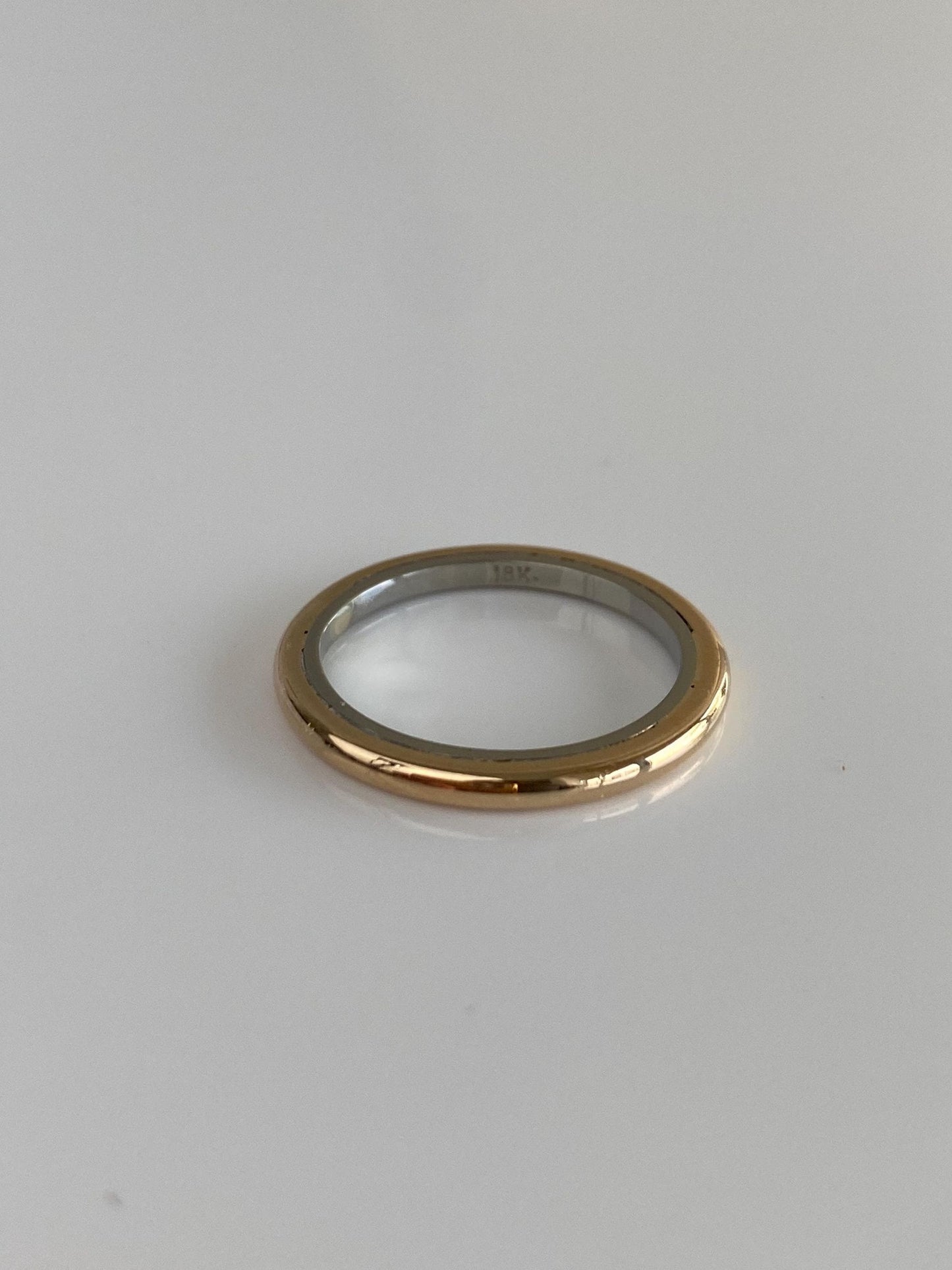 Vintage Solid 14k White & Yellow Gold Ring Band - Size 5.75