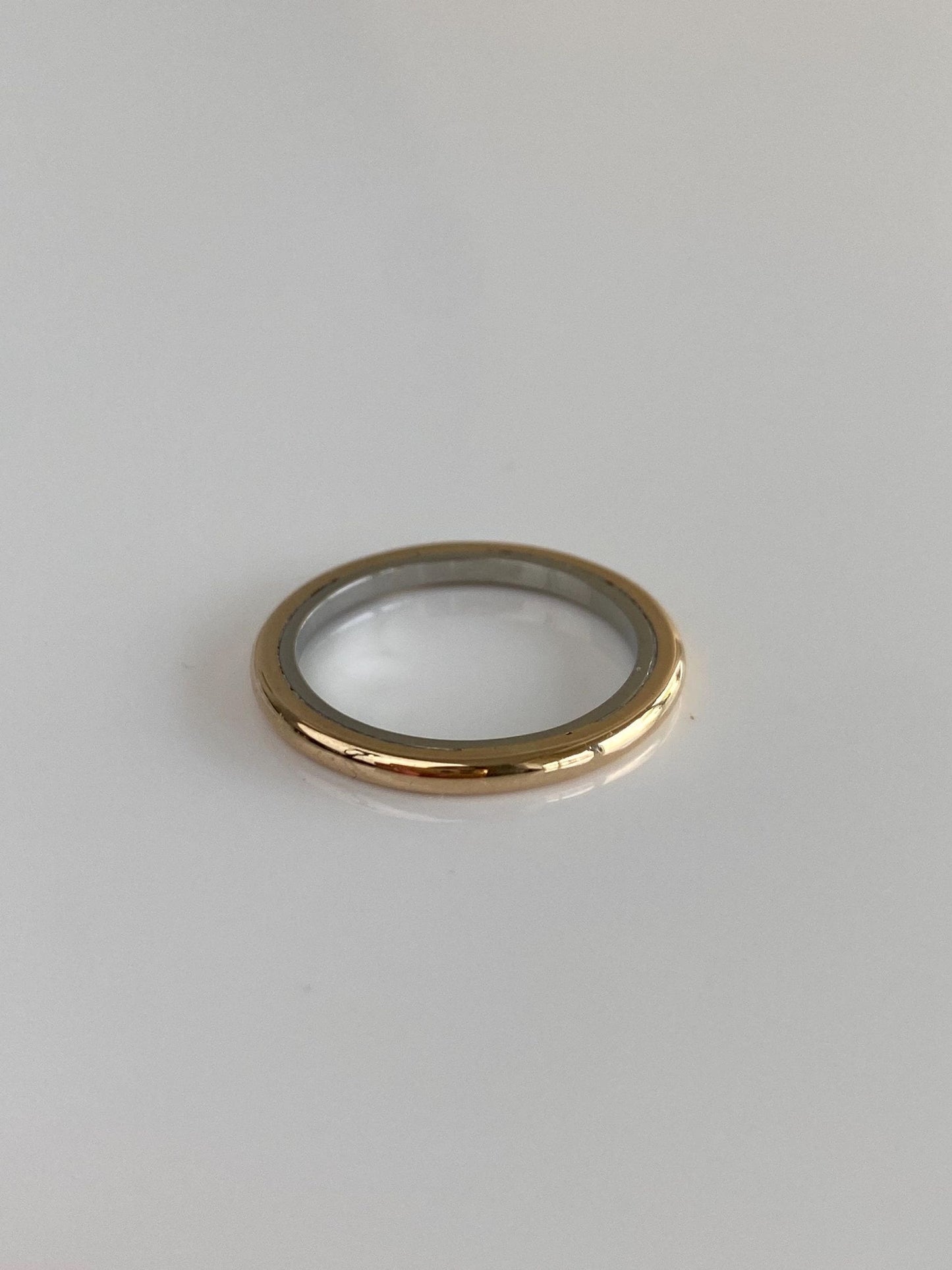 Vintage Solid 14k White & Yellow Gold Ring Band - Size 5.75