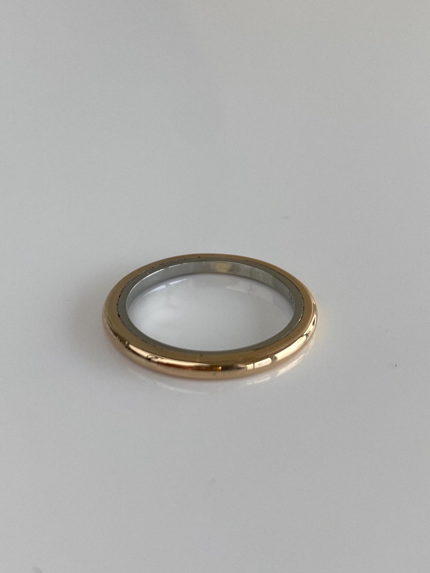 Vintage Solid 14k White & Yellow Gold Ring Band - Size 5.75