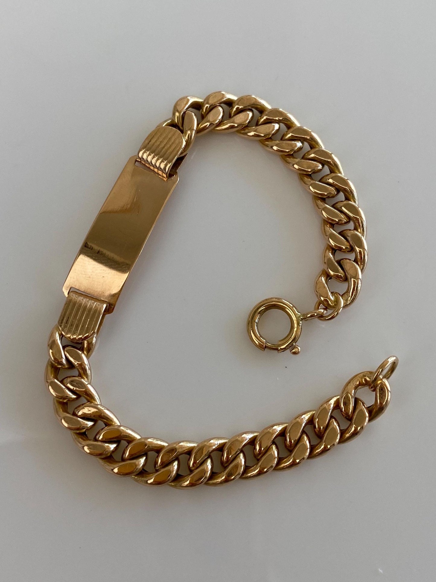 Vintage Solid 18k Rose Gold ID Curb Chain Bracelet - 6.25 inches