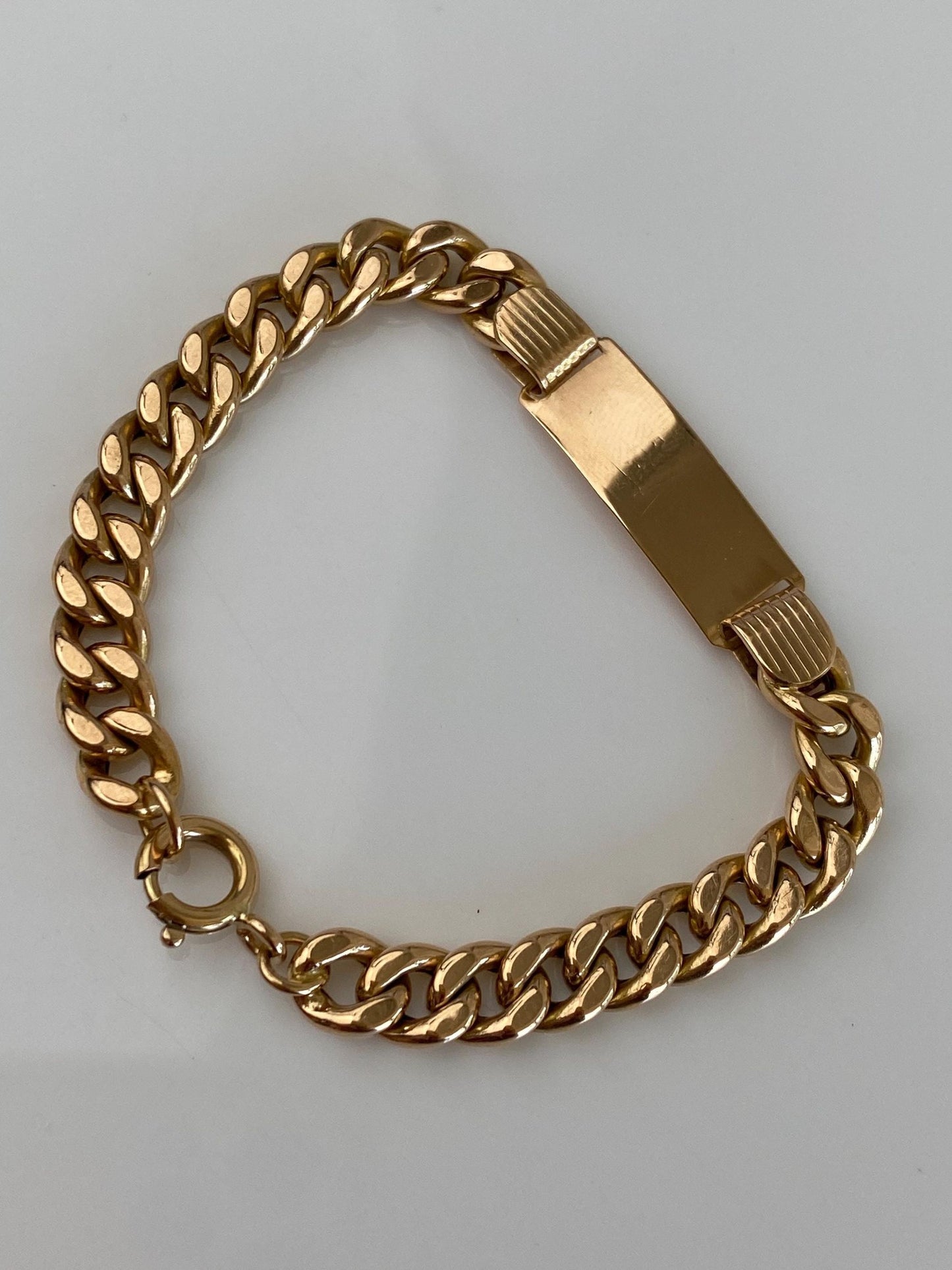 Vintage Solid 18k Rose Gold ID Curb Chain Bracelet - 6.25 inches