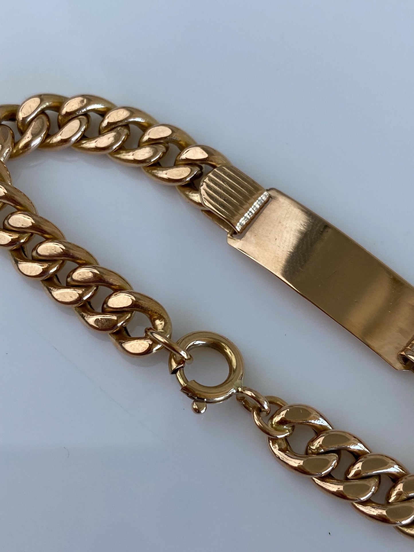 Vintage Solid 18k Rose Gold ID Curb Chain Bracelet - 6.25 inches