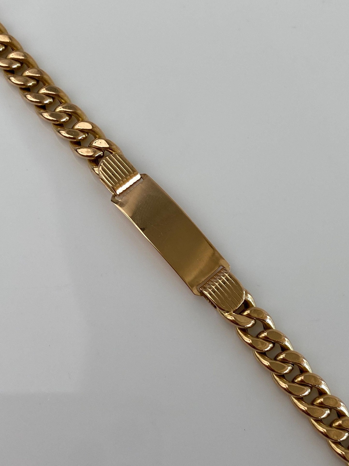 Vintage Solid 18k Rose Gold ID Curb Chain Bracelet - 6.25 inches