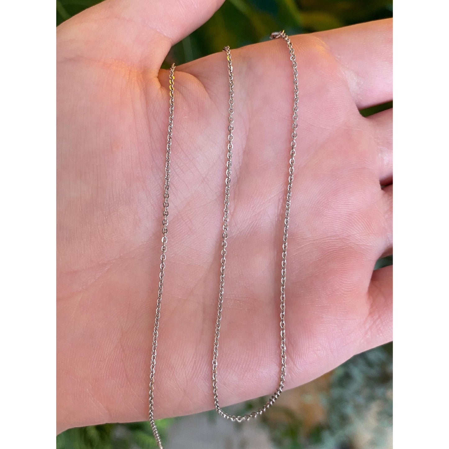 Vintage Solid 14k White Gold Tight Cable Chain Necklace - 15.75 inches