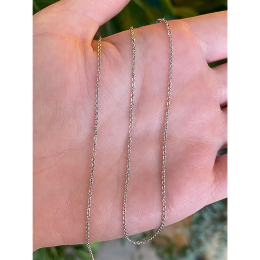 Vintage Solid 14k White Gold Tight Cable Chain Necklace - 15.75 inches