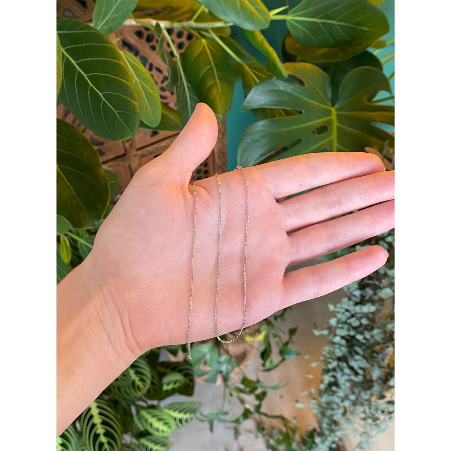 Vintage Solid 14k White Gold Tight Cable Chain Necklace - 15.75 inches