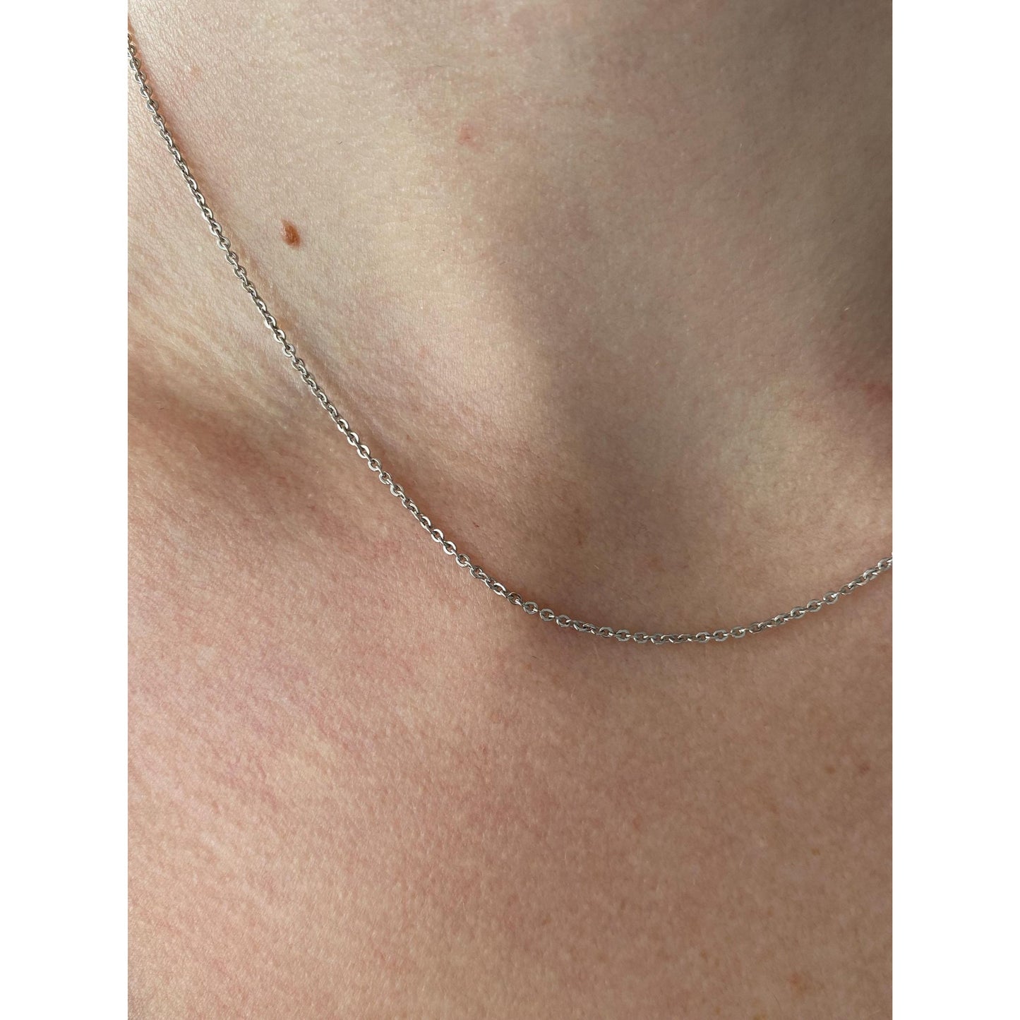 Vintage Solid 14k White Gold Tight Cable Chain Necklace - 15.75 inches