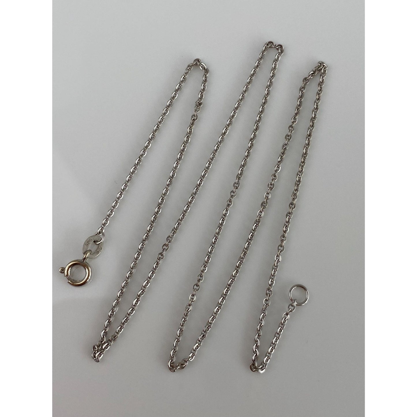 Vintage Solid 14k White Gold Tight Cable Chain Necklace - 15.75 inches