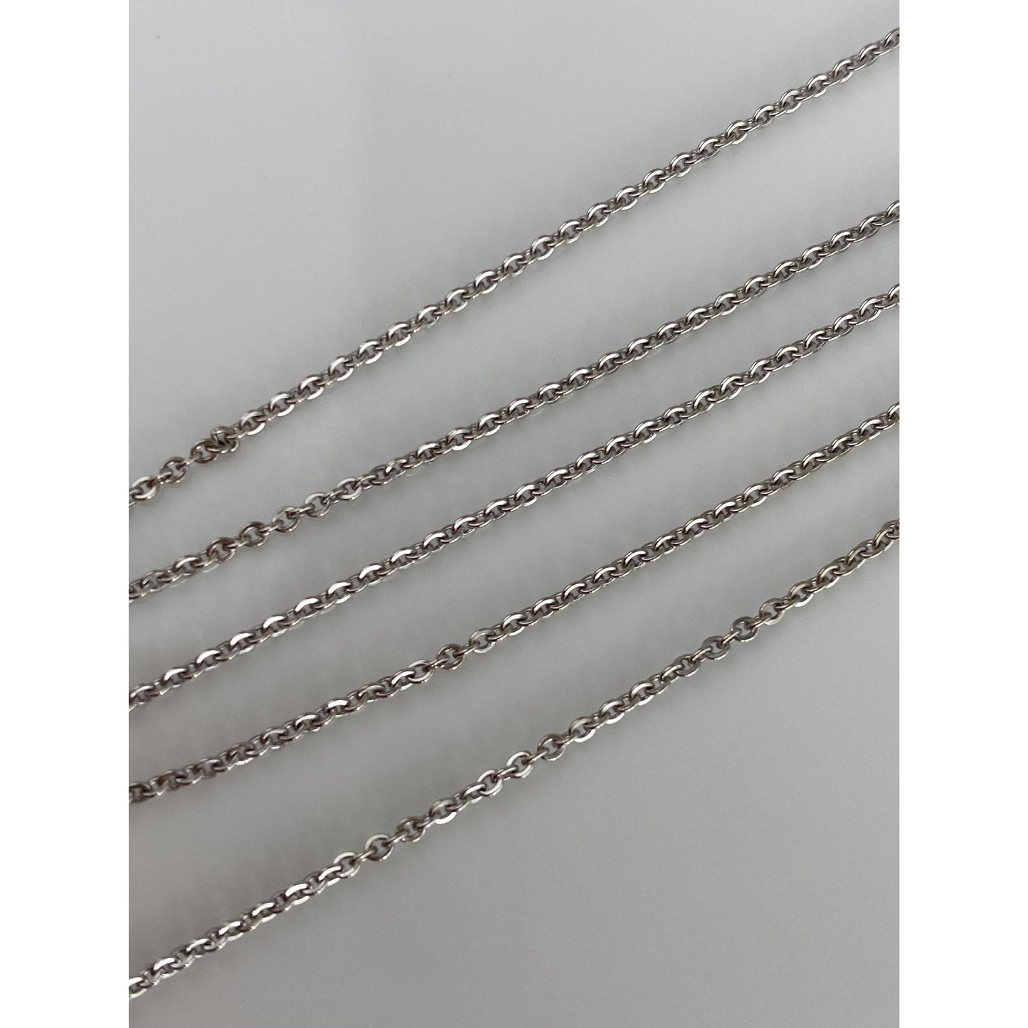 Vintage Solid 14k White Gold Tight Cable Chain Necklace - 15.75 inches