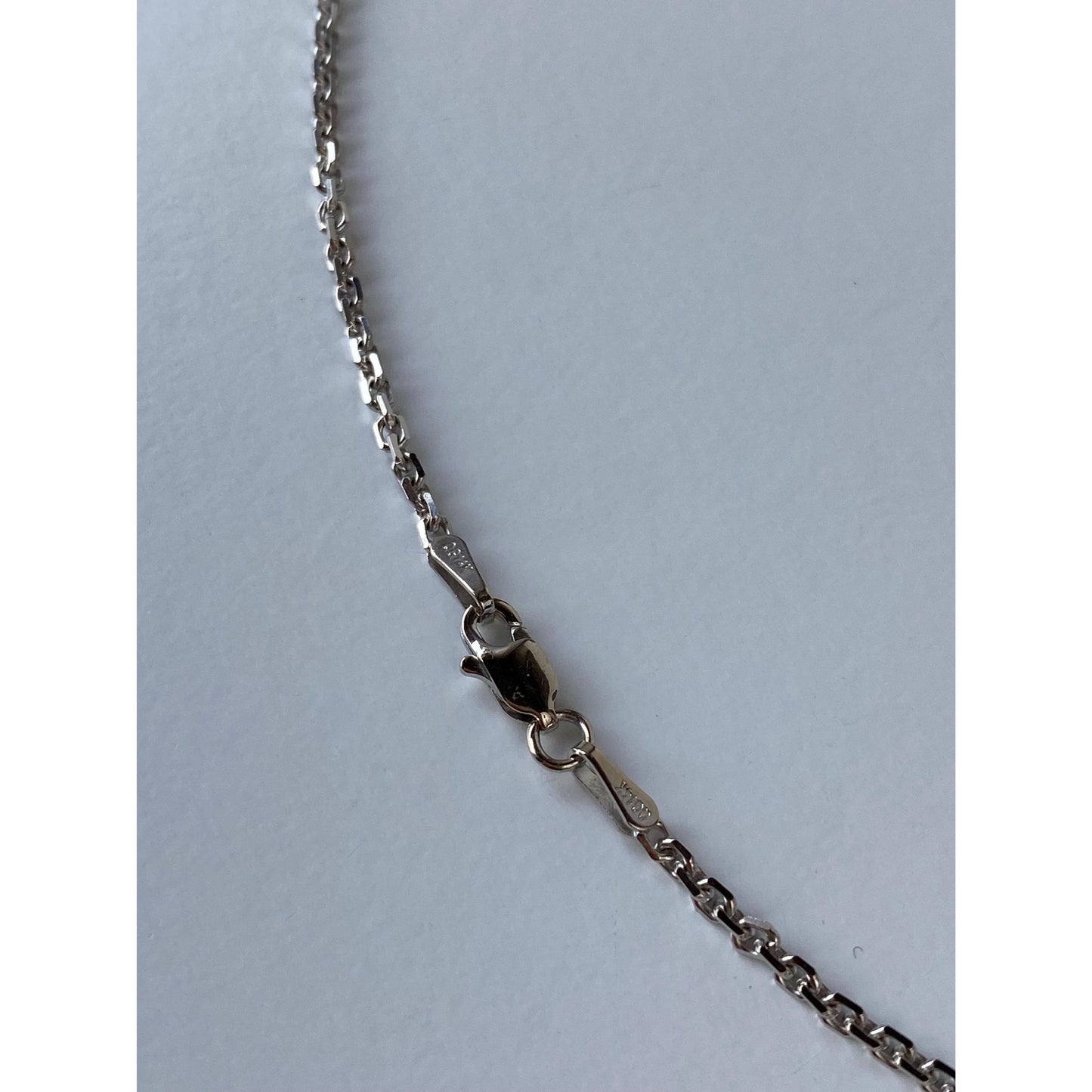 Vintage Solid 14k White Gold Long Diamond Biker Link Chain Necklace - 34.75 inches