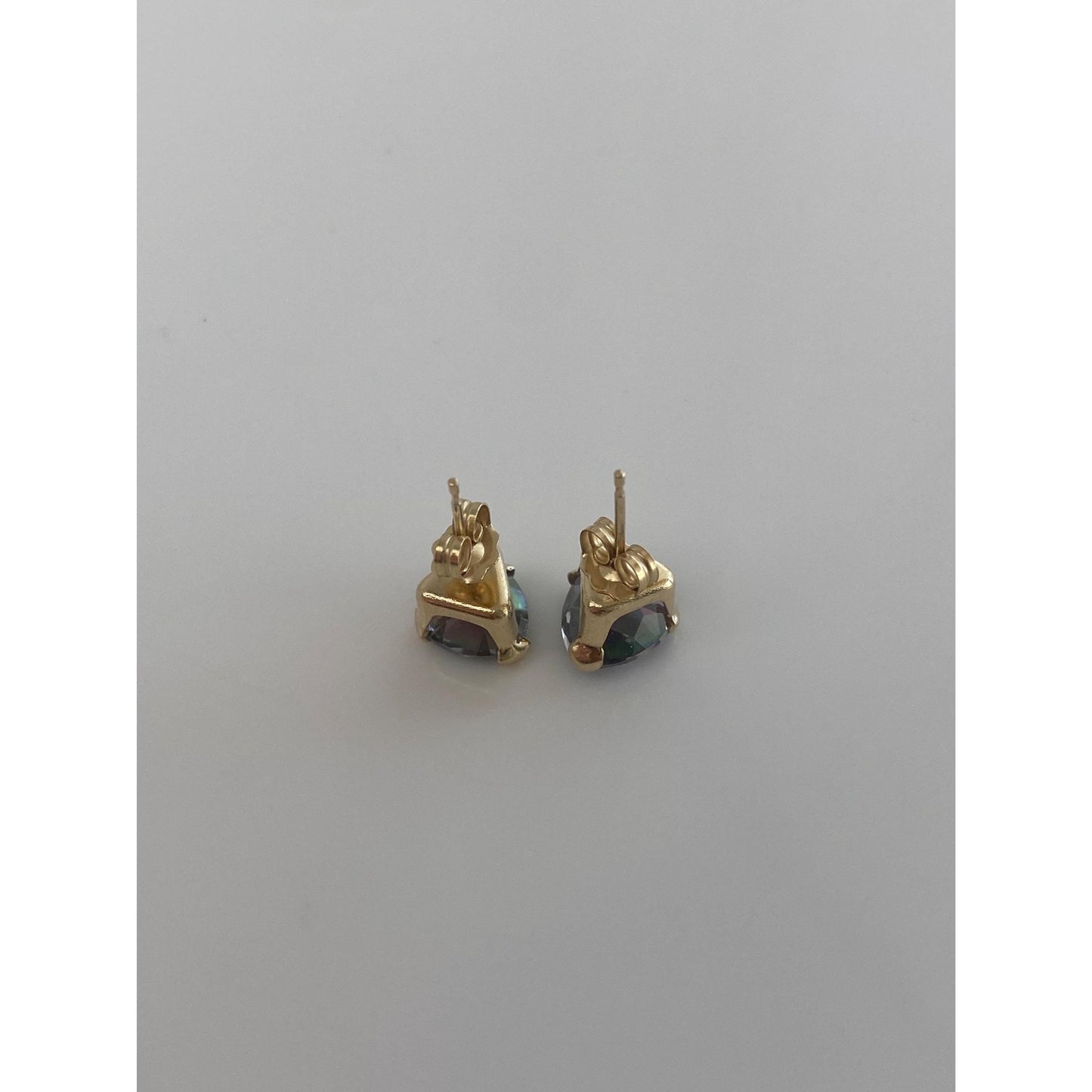 Vintage Solid 14k Yellow Gold Mystic Topaz Stud Earrings