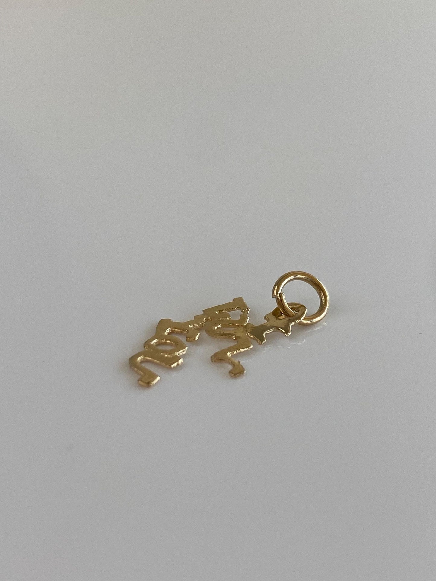 Solid 14k Yellow Gold Diamond Cut 'I Luv You' Charm