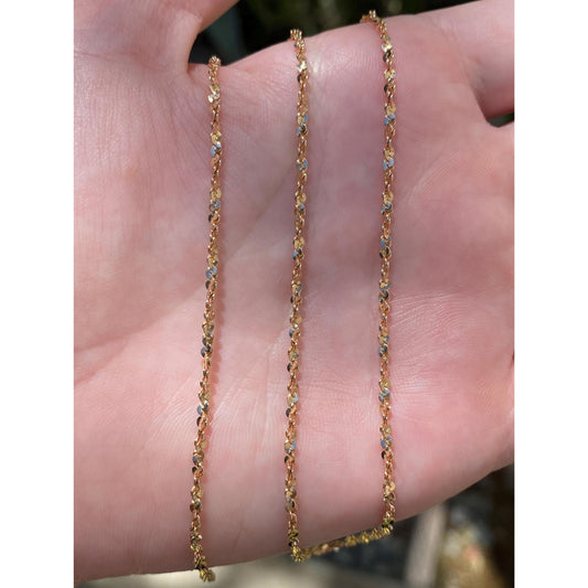 Vintage Solid 14k Yellow Gold Long Twist Chain Necklace - 24.25 inches