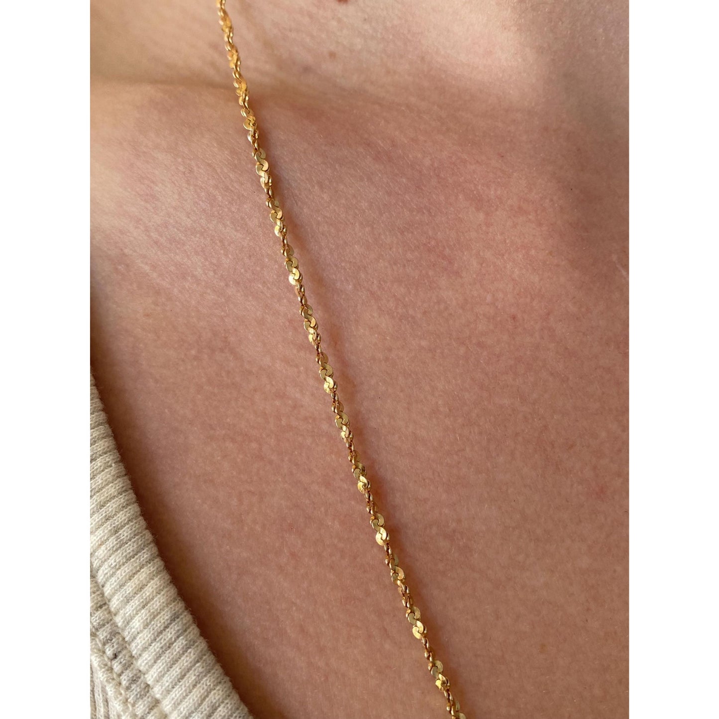 Vintage Solid 14k Yellow Gold Long Twist Chain Necklace - 24.25 inches