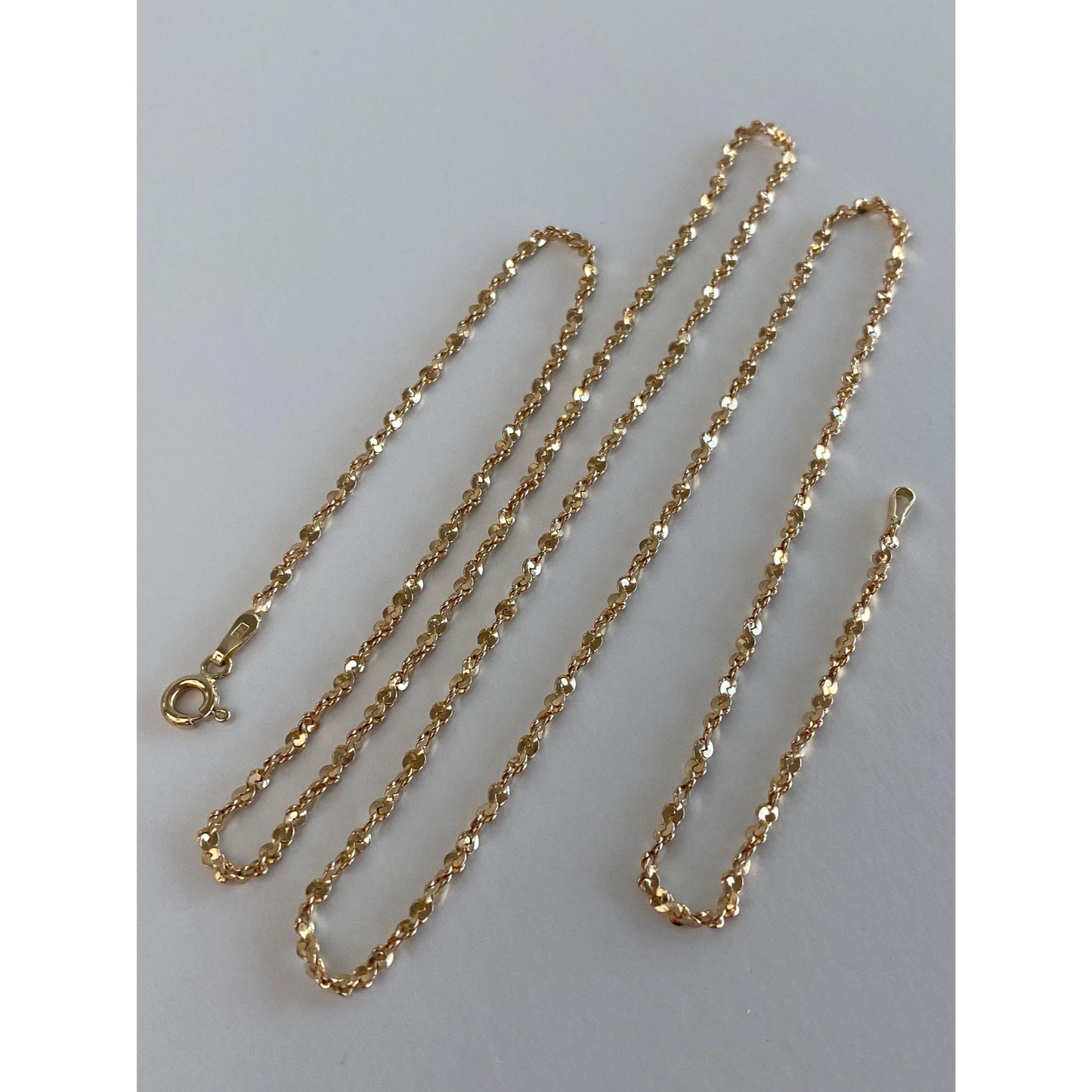 Vintage Solid 14k Yellow Gold Long Twist Chain Necklace - 24.25 inches