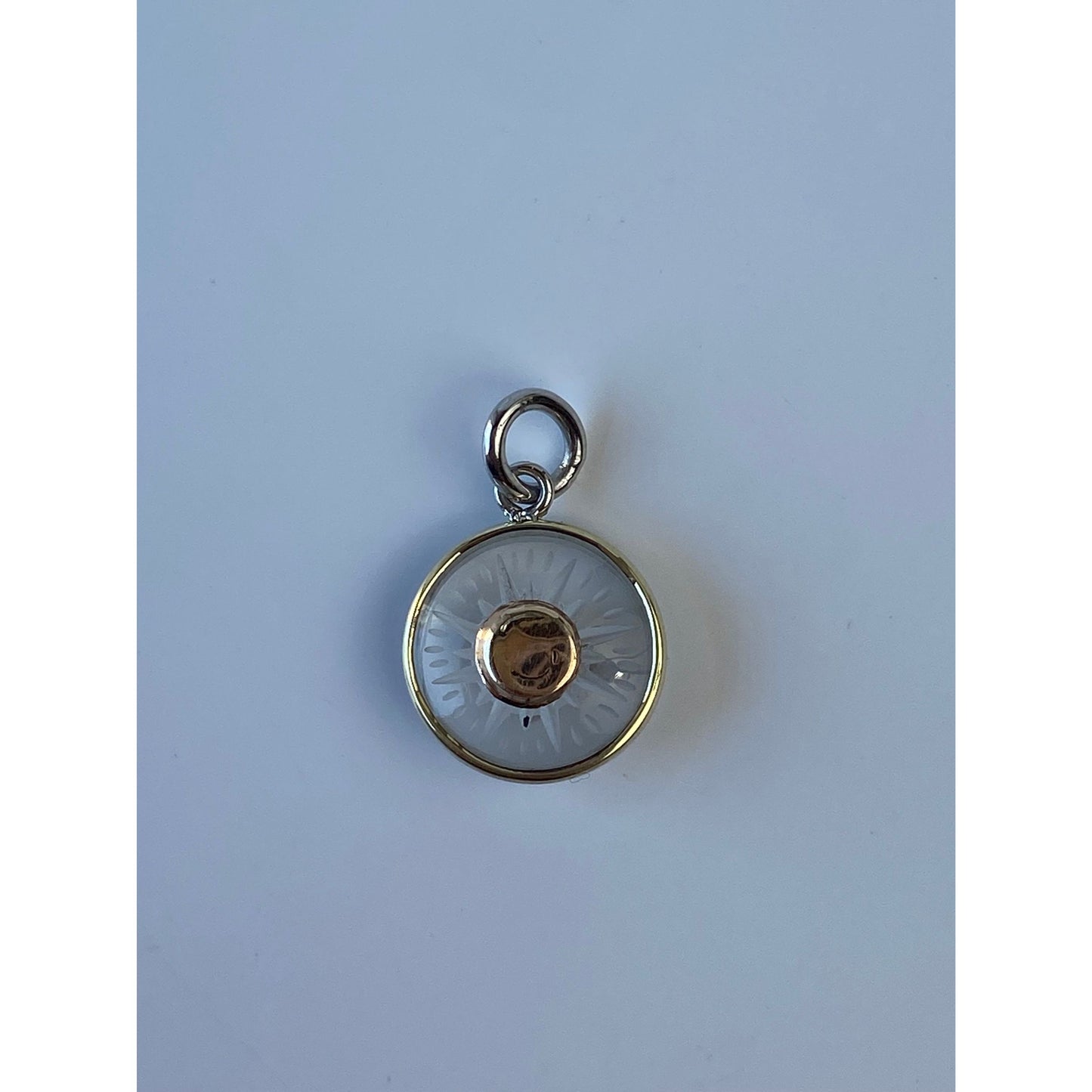 Vintage Solid Platinum Blue Spinel Camphor Glass Charm