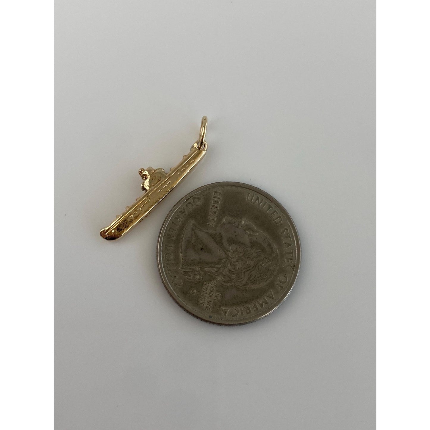 Vintage Solid 14k Yellow Gold Battleship Charm