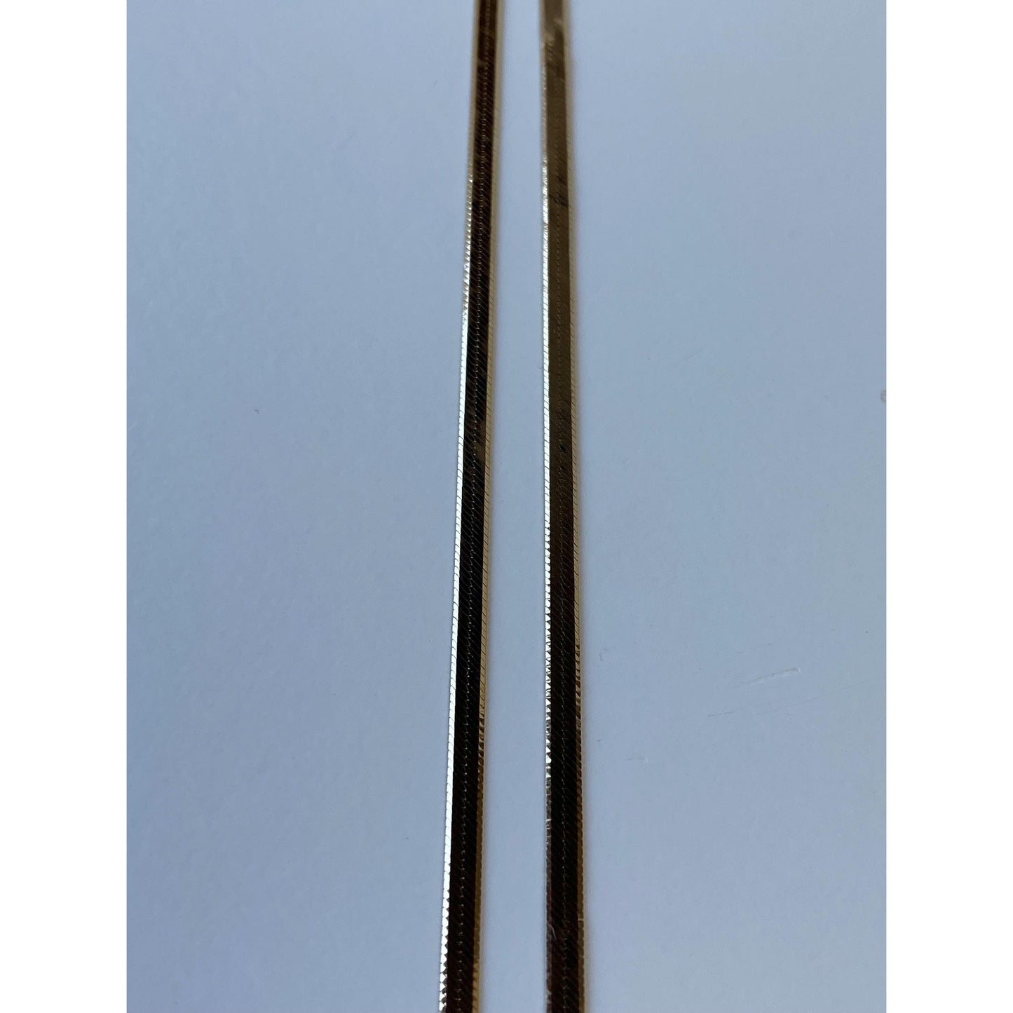 Vintage Solid 14k Yellow Gold Slim Herringbone Chain Necklace - 24 inches