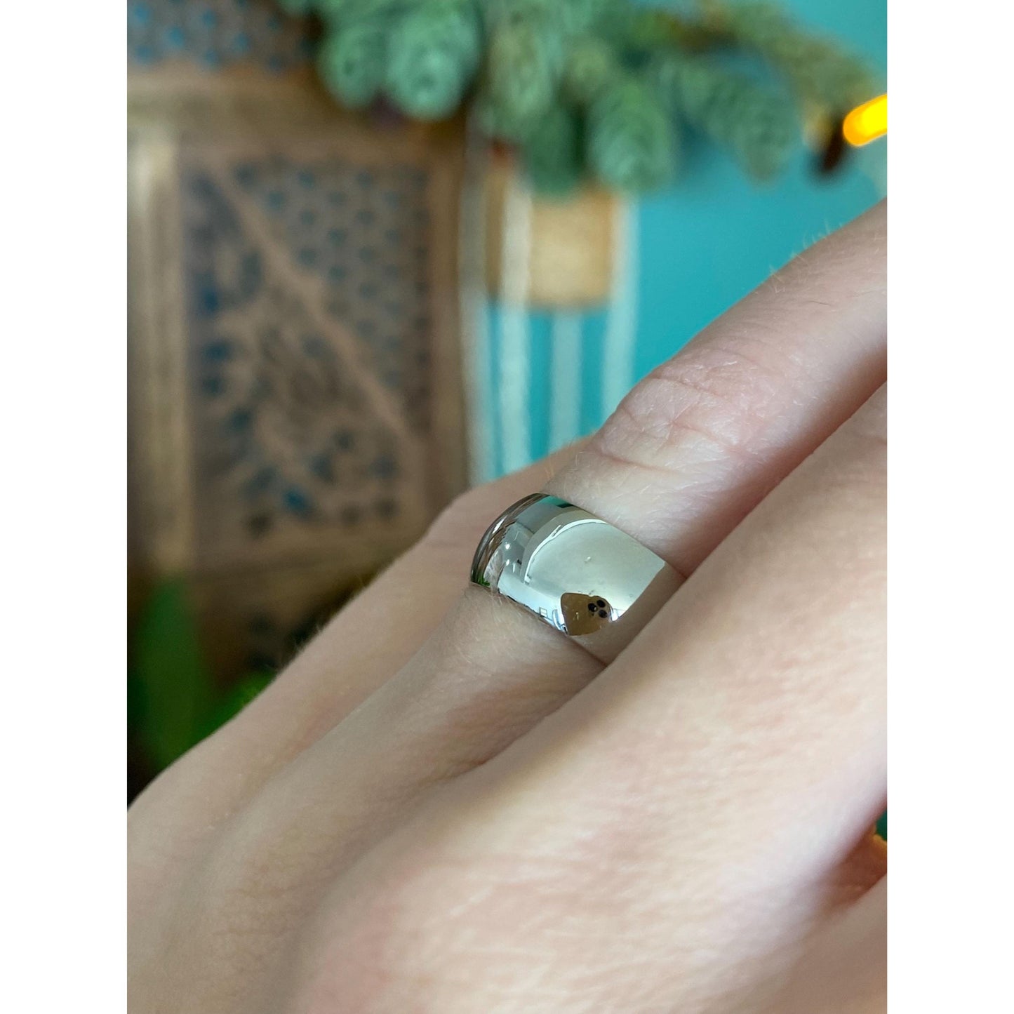 Vintage Solid 14k White Gold Wide Ring Band - Size 5