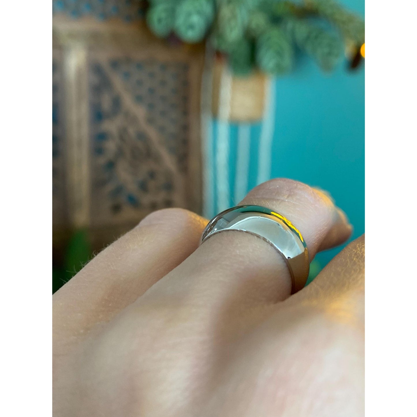 Vintage Solid 14k White Gold Wide Ring Band - Size 5