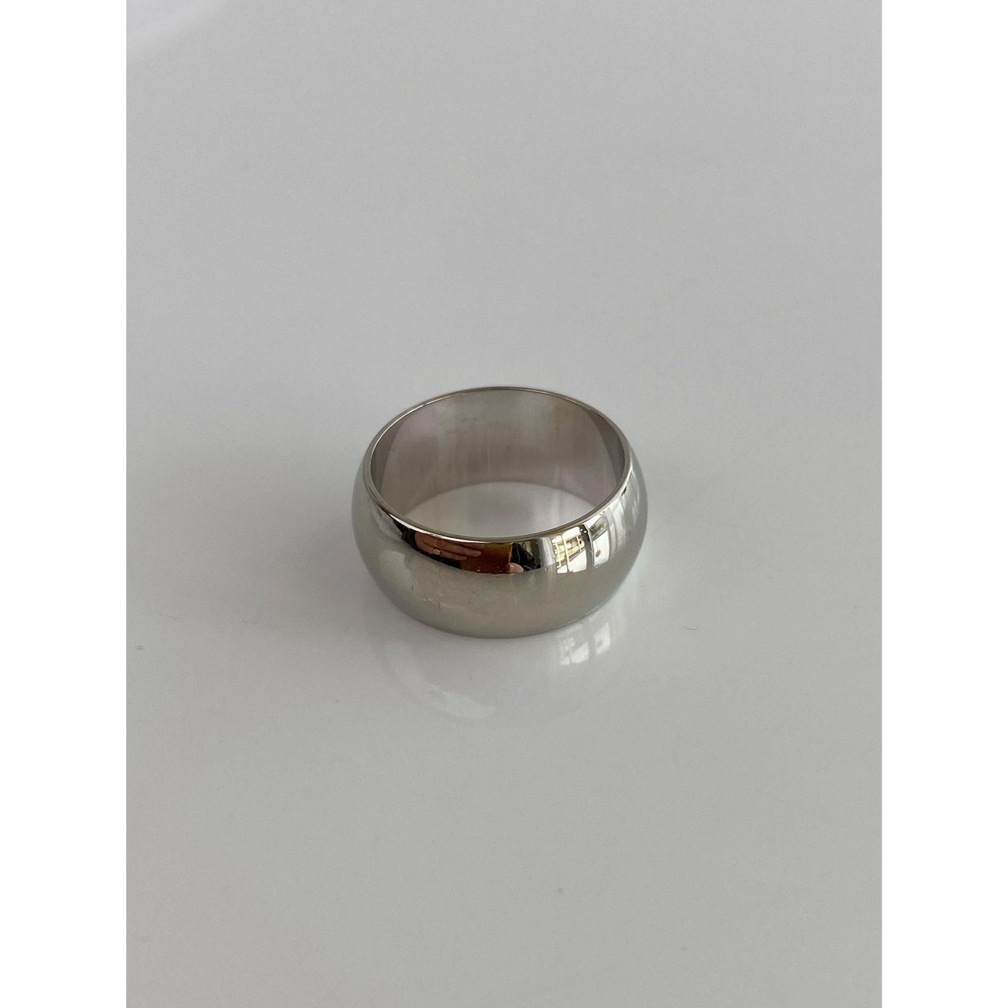 Vintage Solid 14k White Gold Wide Ring Band - Size 5