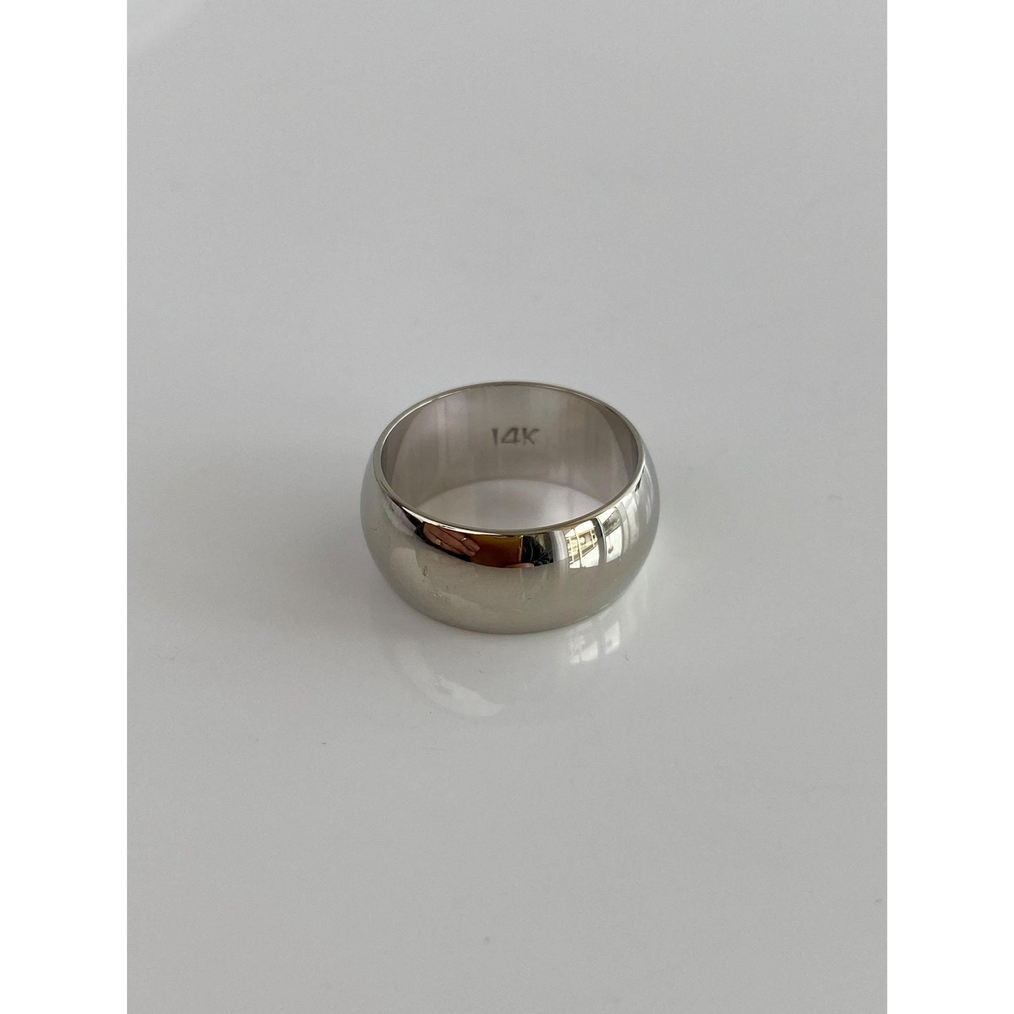 Vintage Solid 14k White Gold Wide Ring Band - Size 5