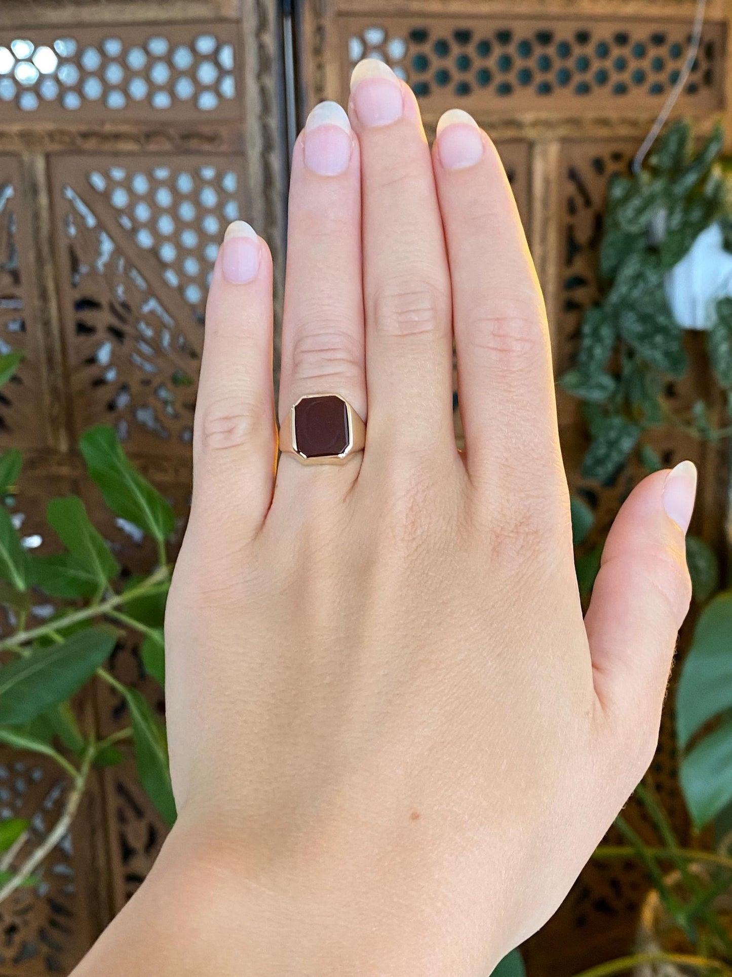 Vintage Solid 10k Yellow Gold Carnelian C '66 Signet Ring - Size 5