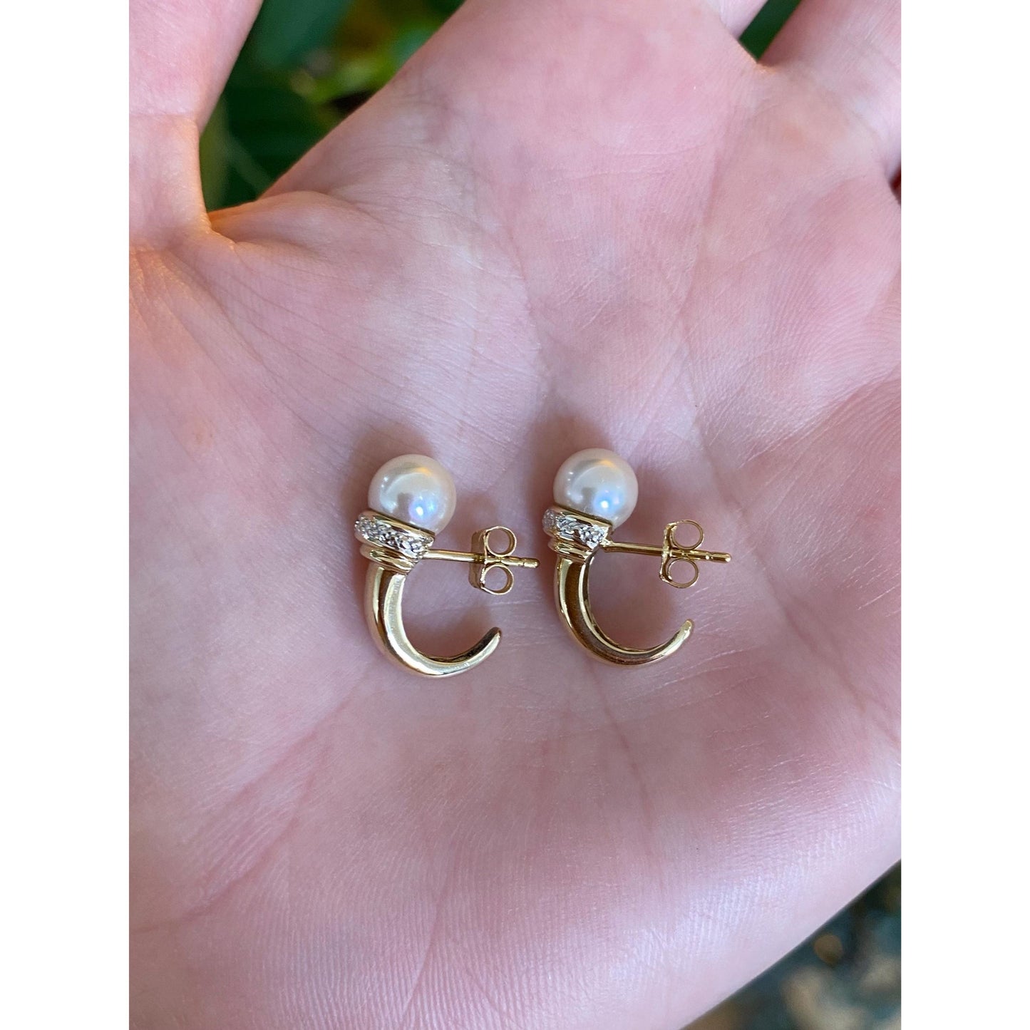 Vintage 14k Yellow Gold Diamond Pearl Talon Drop Earrings