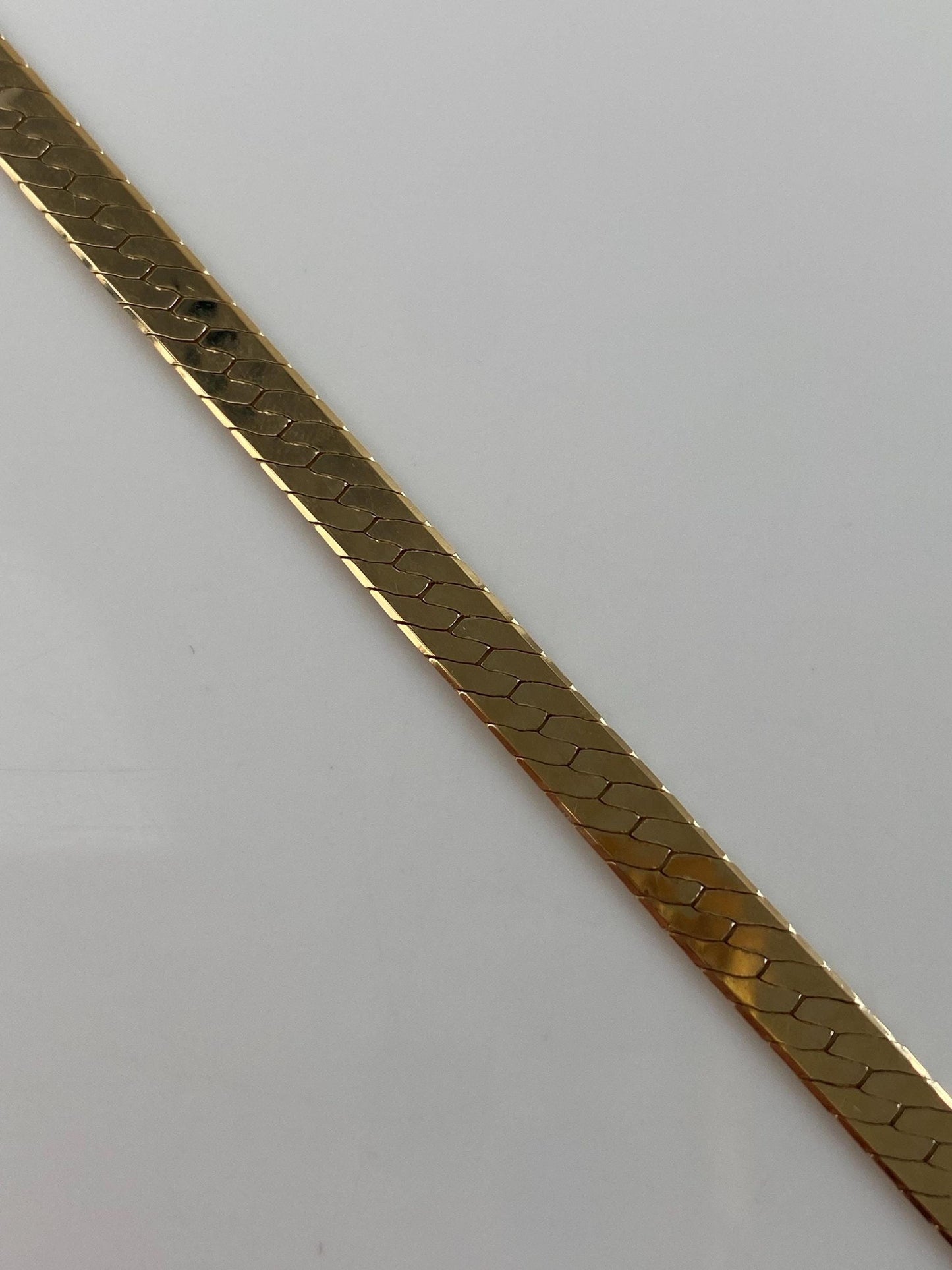 Vintage Solid 14k Yellow Gold Herringbone Chain Bracelet - 8.25 inches
