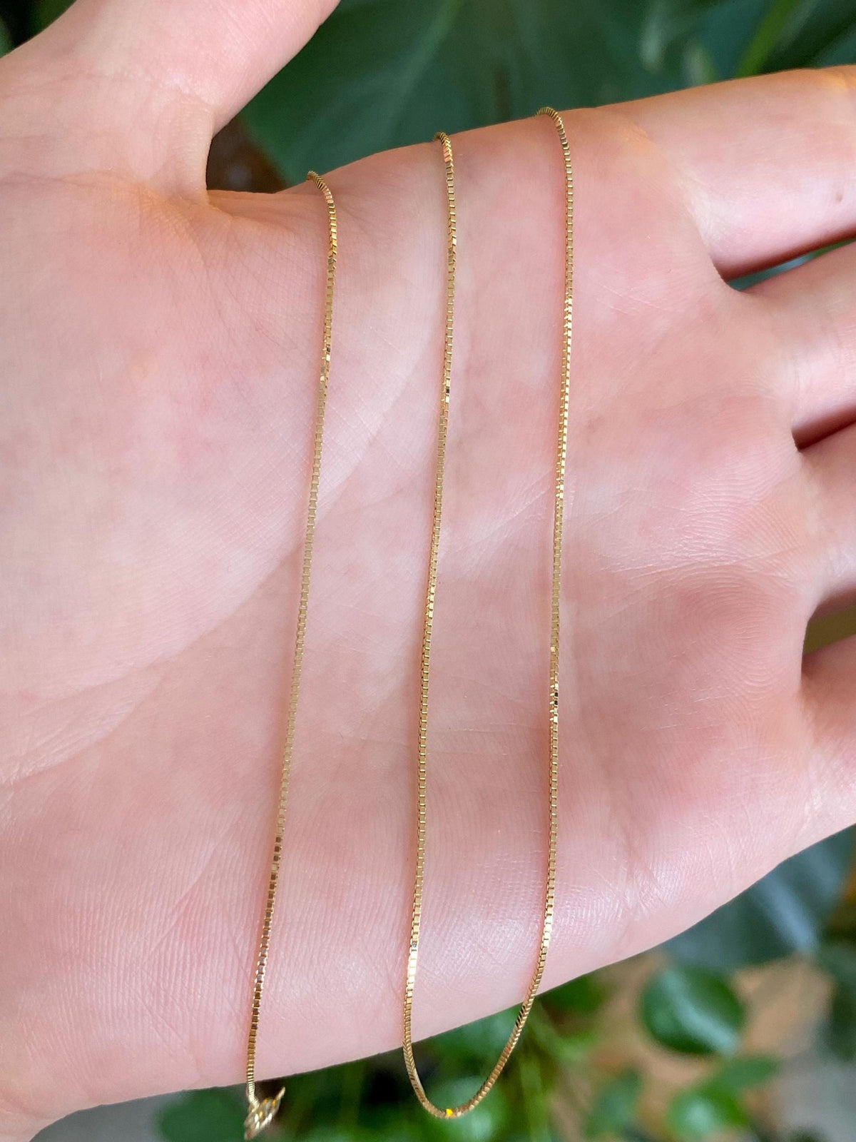 Vintage Solid 14k Yellow Gold Dainty Box Chain Necklace - 18 inches