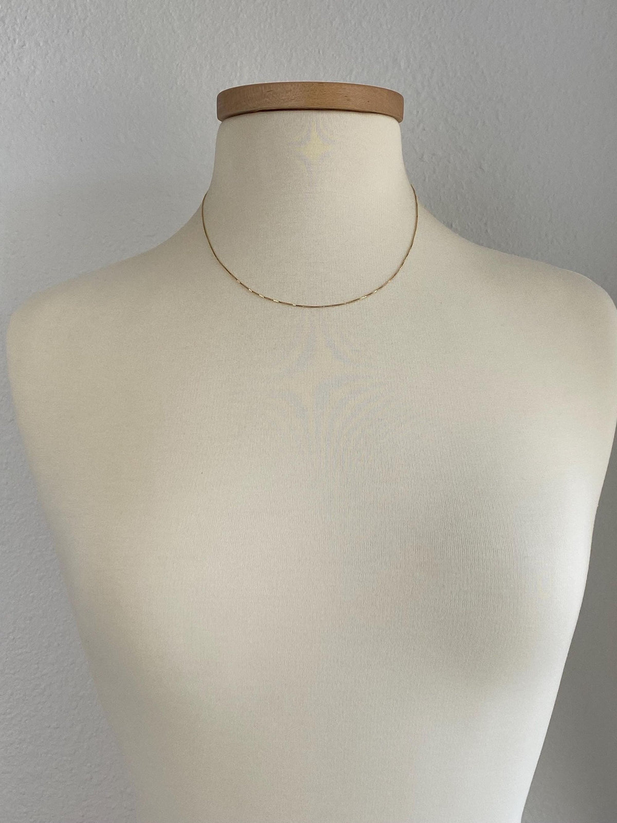 Vintage Solid 14k Yellow Gold Dainty Box Chain Necklace - 18 inches