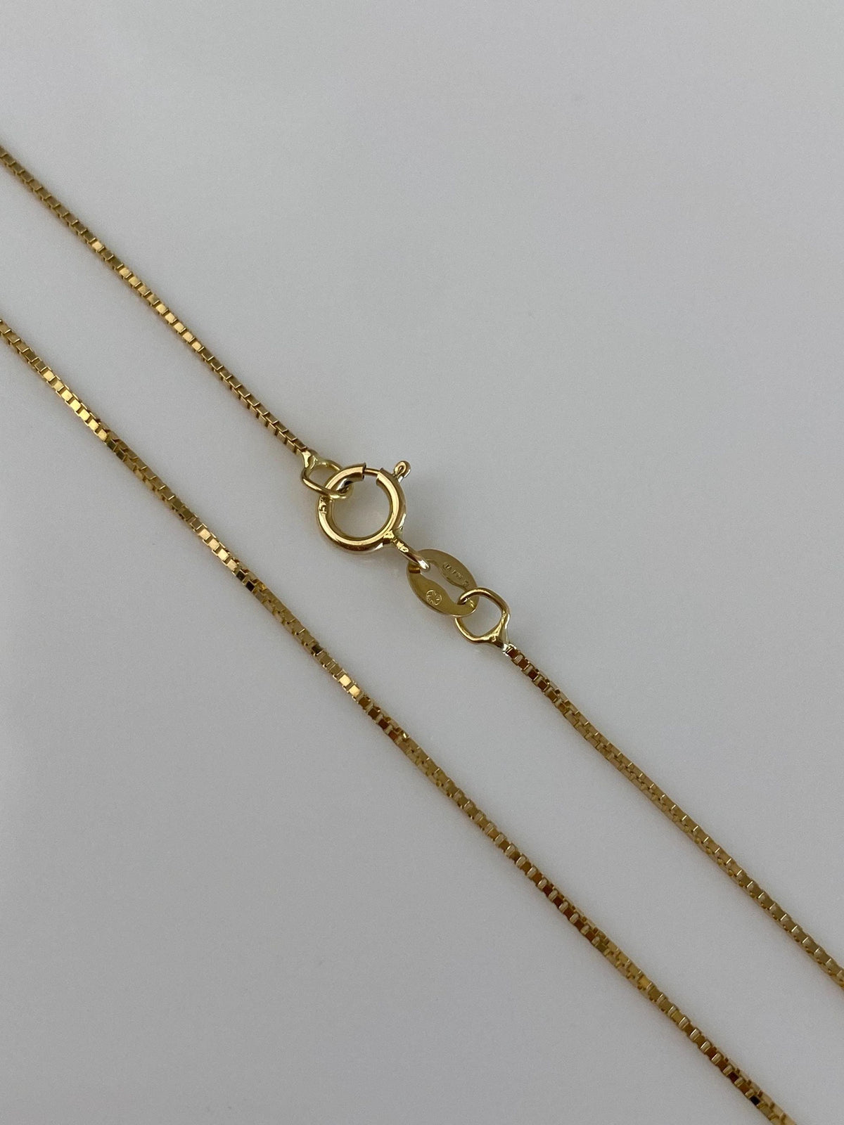 Vintage Solid 14k Yellow Gold Dainty Box Chain Necklace - 18 inches