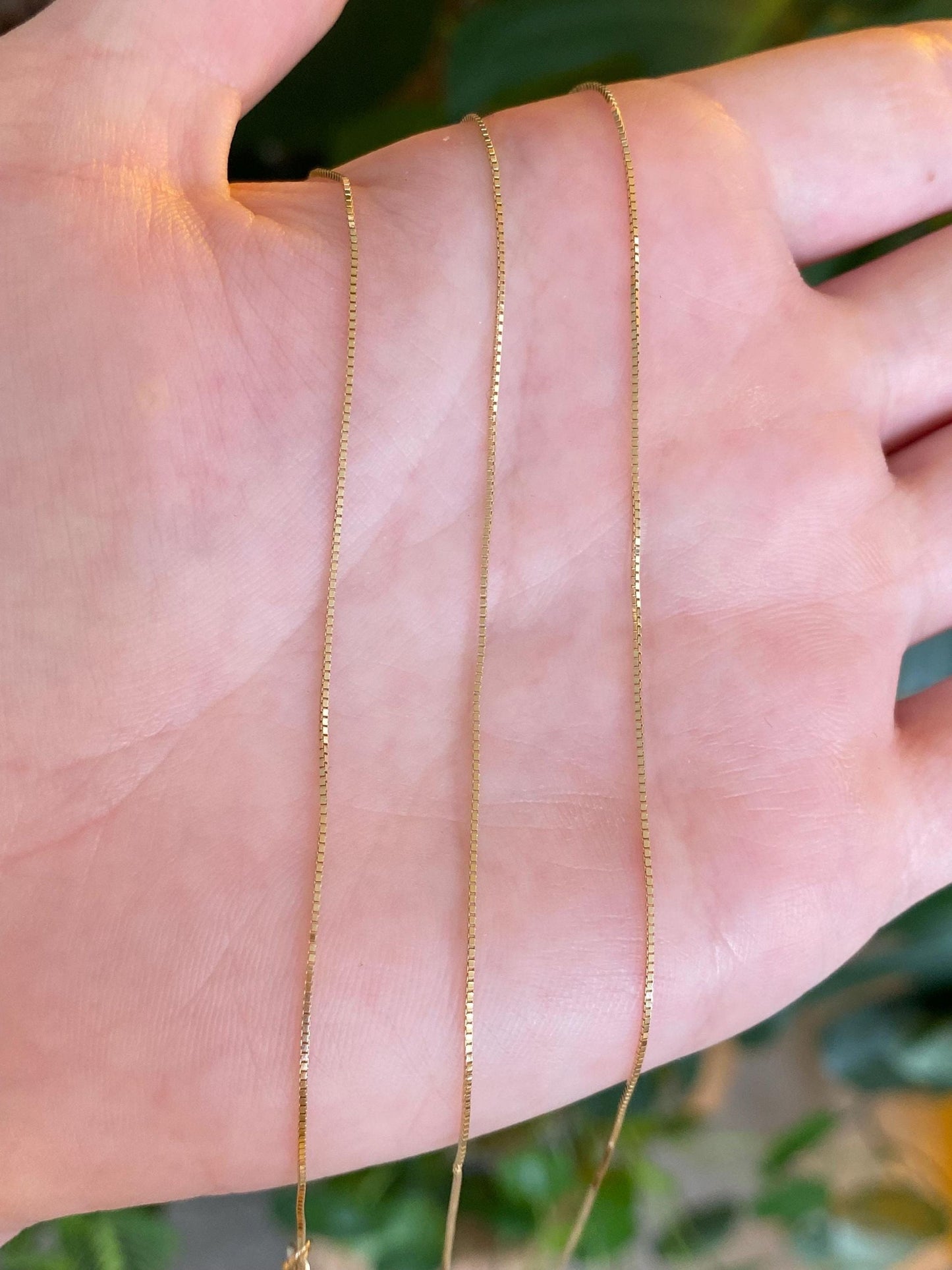 Vintage Solid 14k Yellow Gold Long Slim Box Chain Necklace - 25.5 inches