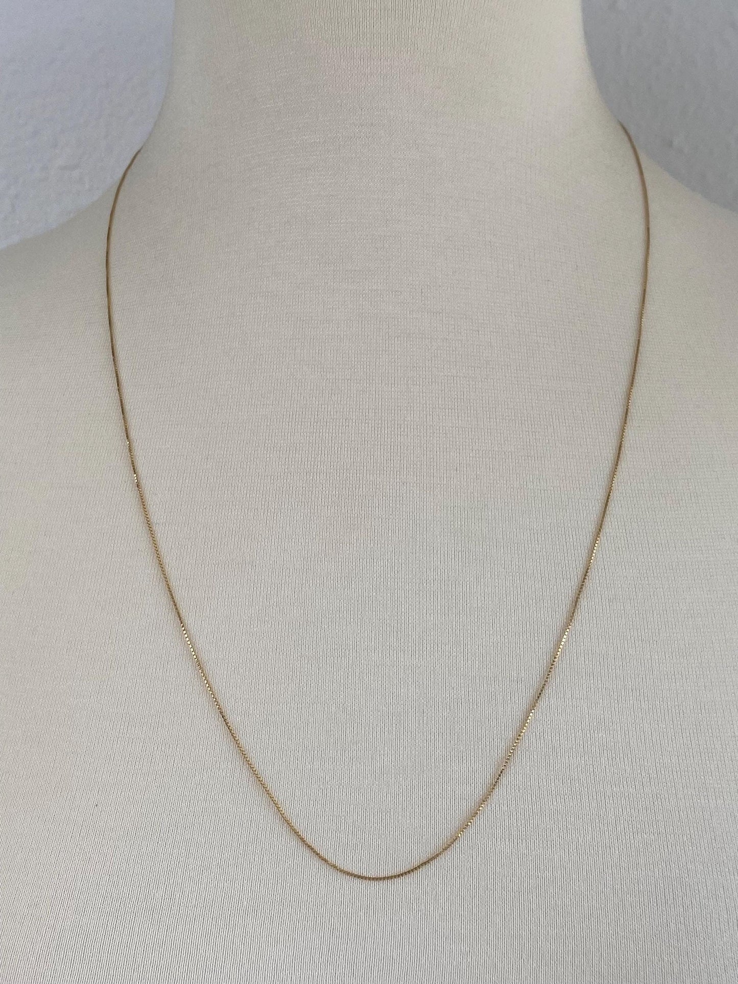 Vintage Solid 14k Yellow Gold Long Slim Box Chain Necklace - 25.5 inches
