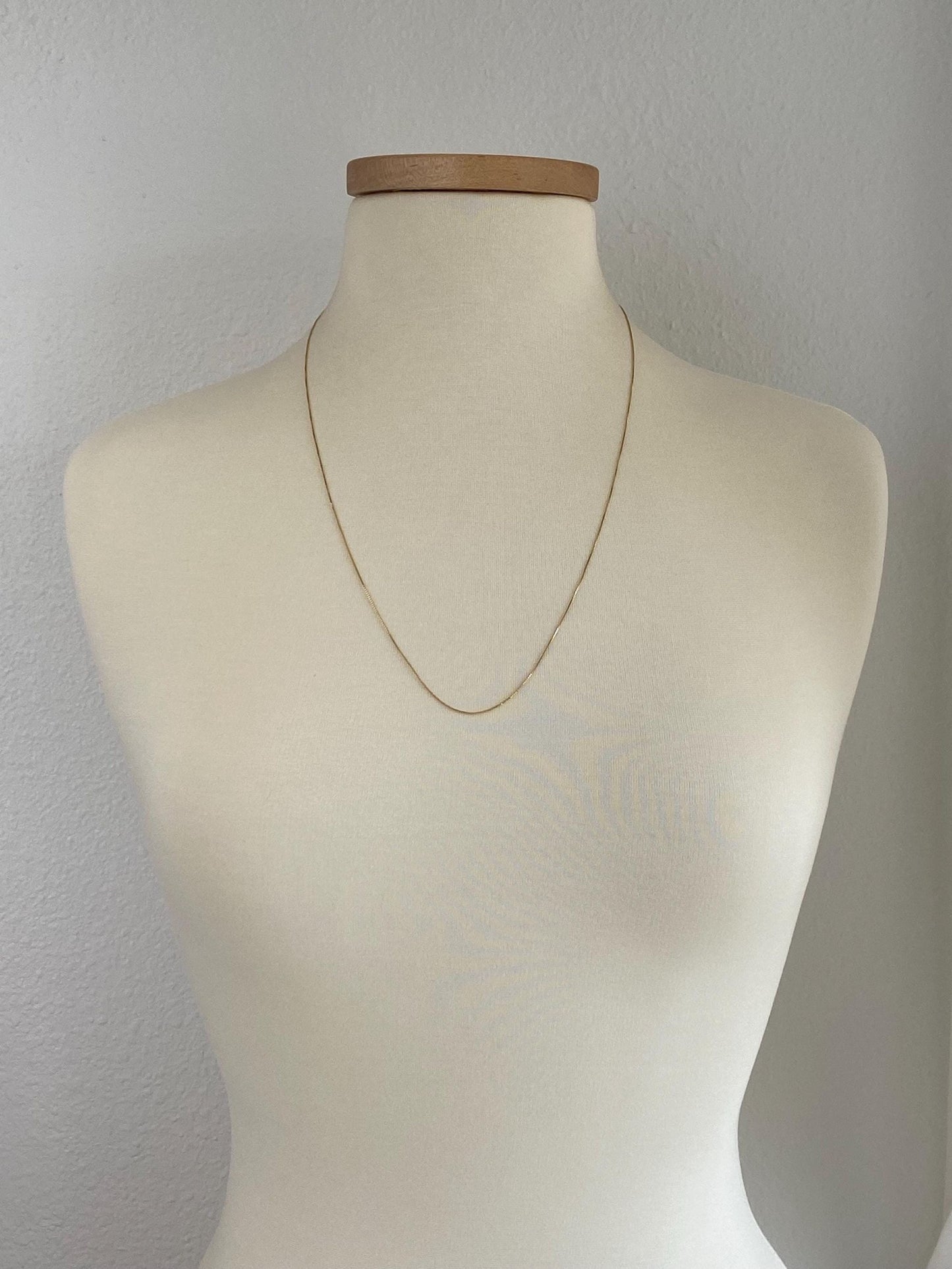 Vintage Solid 14k Yellow Gold Long Slim Box Chain Necklace - 25.5 inches