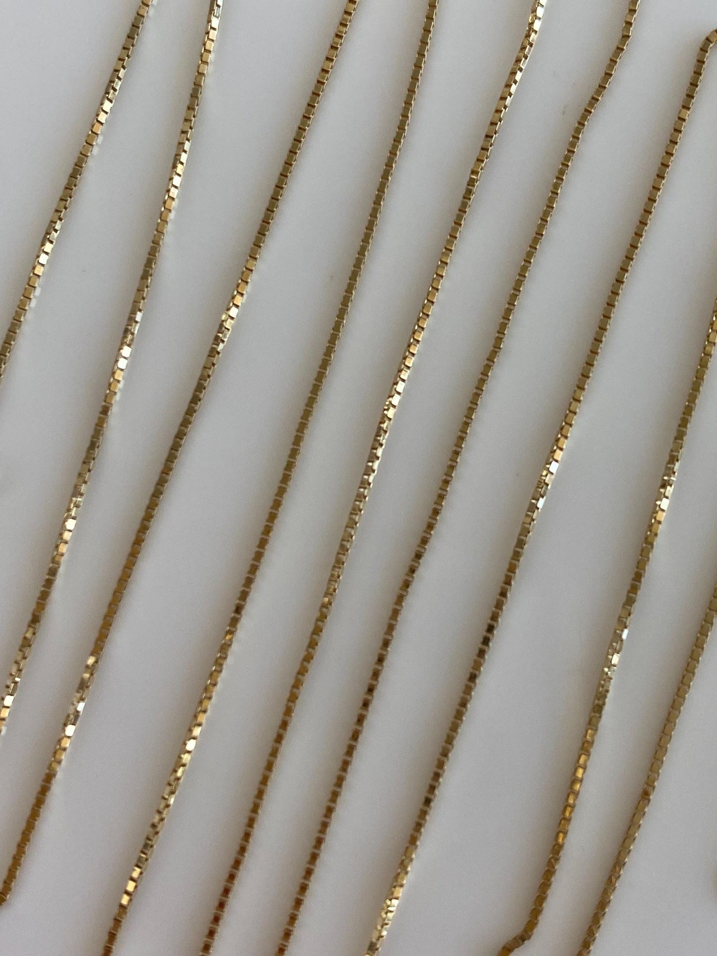 Vintage Solid 14k Yellow Gold Long Slim Box Chain Necklace - 25.5 inches