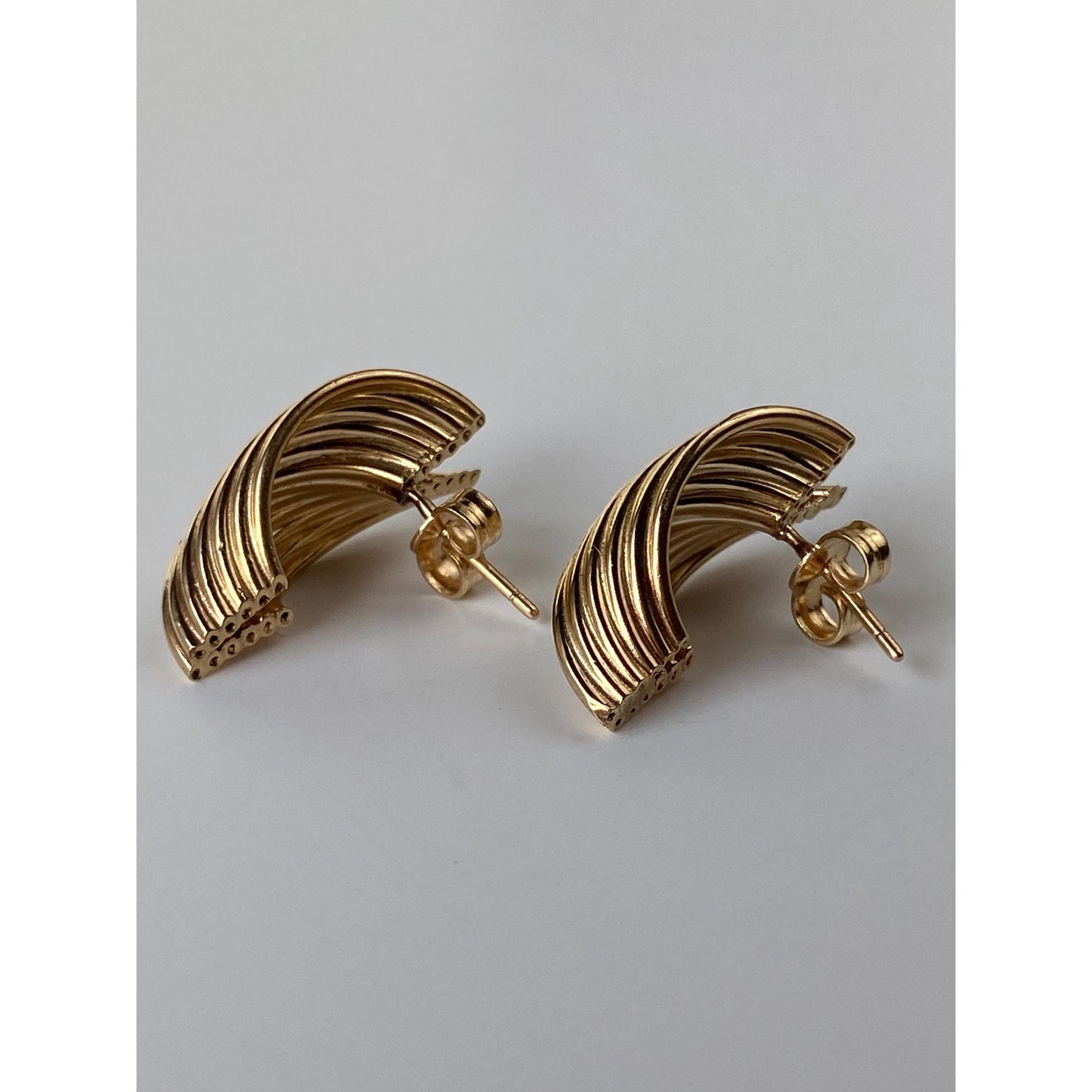 Vintage 14k Yellow Layered Stud Earrings