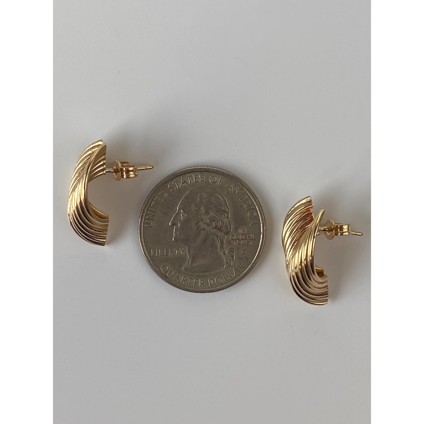 Vintage 14k Yellow Layered Stud Earrings