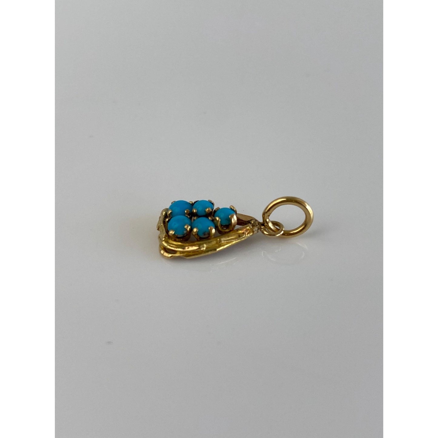 Solid 18k Yellow Gold Turquoise Cluster Charm