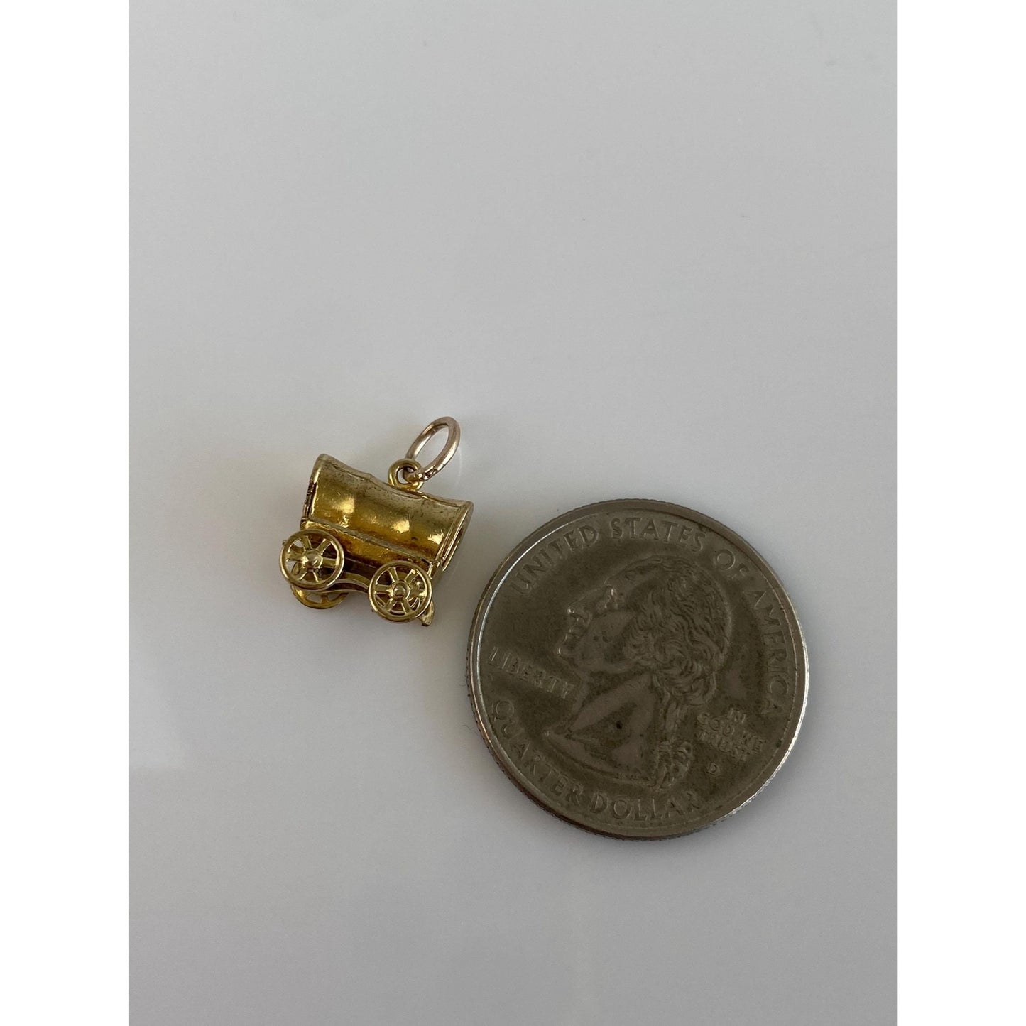 Vintage Solid 10k Yellow Gold Oregon Trail Carriage Charm
