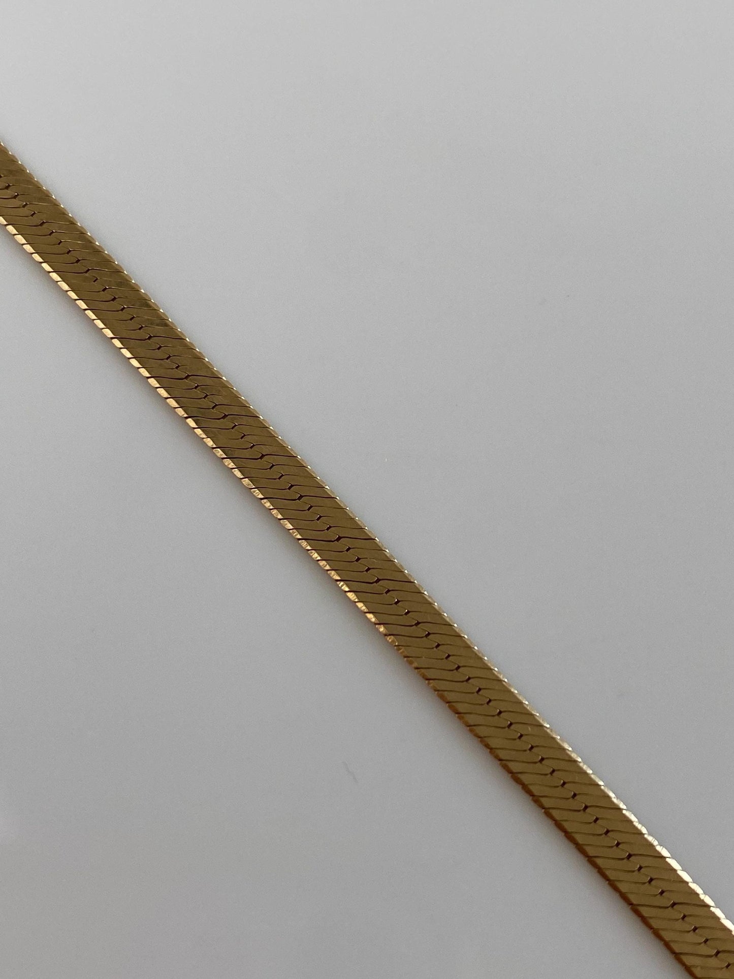Vintage Solid 14k Yellow Gold Herringbone Chain Bracelet - 7 inches