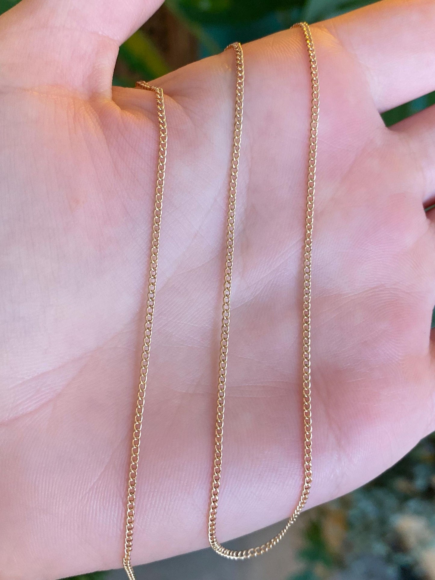 Vintage Solid 14k Yellow Gold Tight Curb Chain Necklace - 15.75 inches