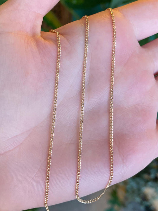 Vintage Solid 14k Yellow Gold Tight Curb Chain Necklace - 15.75 inches