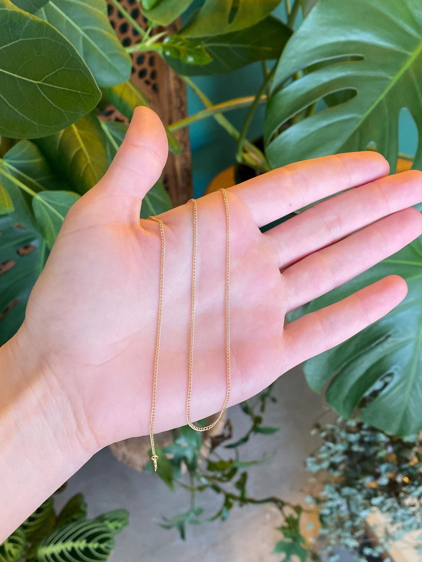 Vintage Solid 14k Yellow Gold Tight Curb Chain Necklace - 15.75 inches