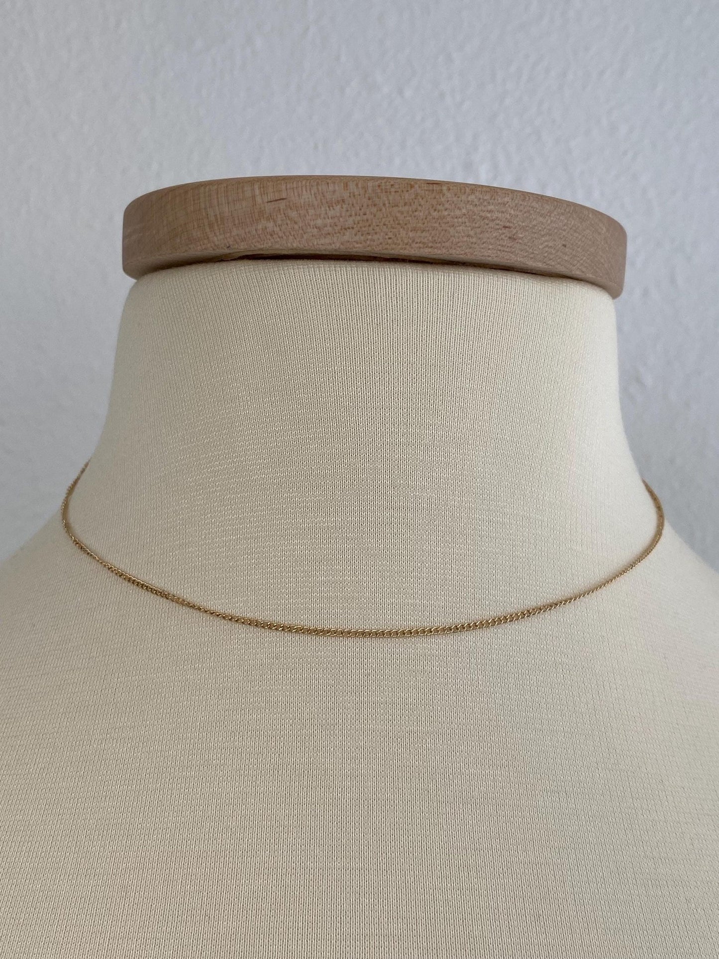 Vintage Solid 14k Yellow Gold Tight Curb Chain Necklace - 15.75 inches