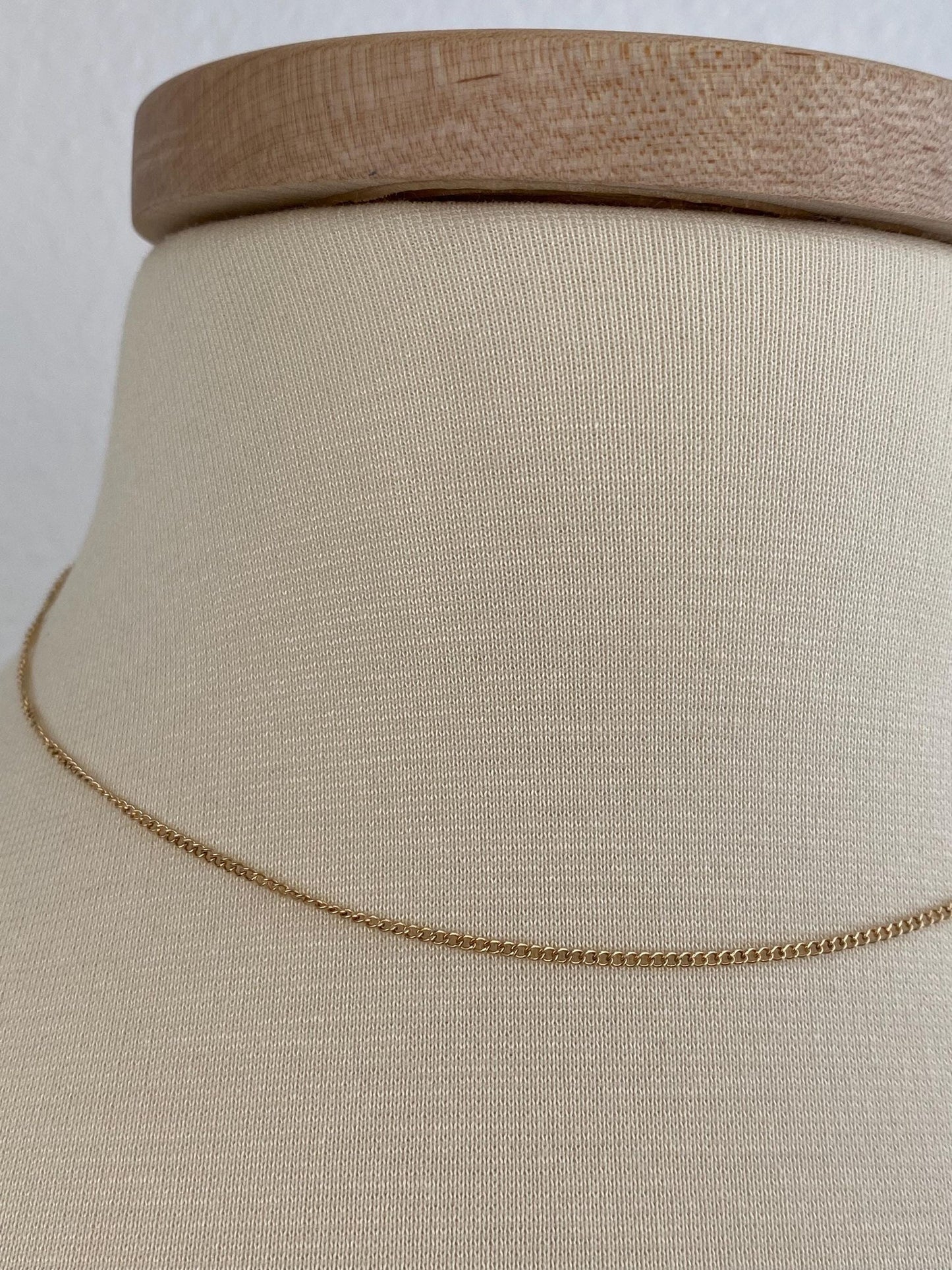 Vintage Solid 14k Yellow Gold Tight Curb Chain Necklace - 15.75 inches