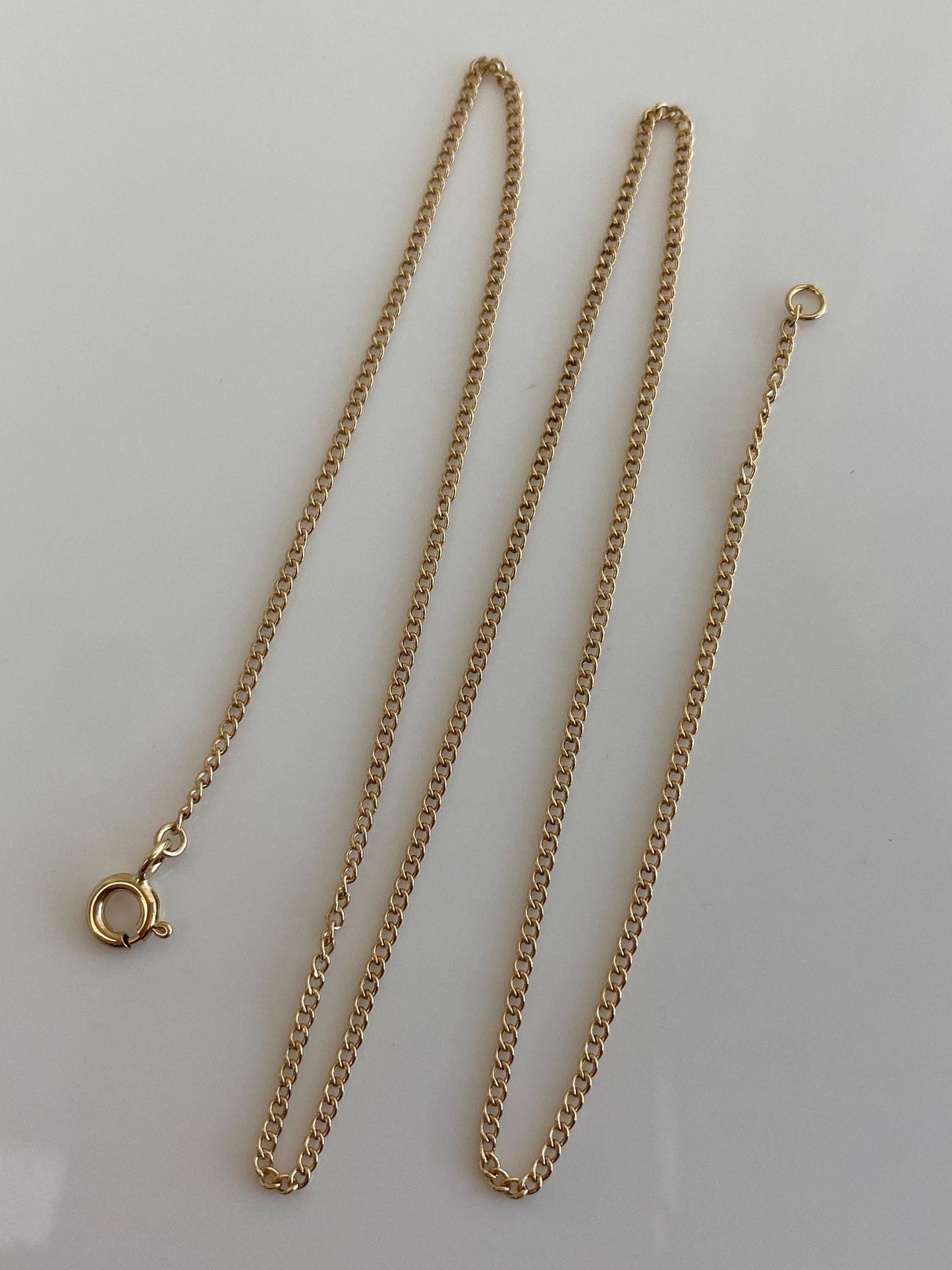 Vintage Solid 14k Yellow Gold Tight Curb Chain Necklace - 15.75 inches