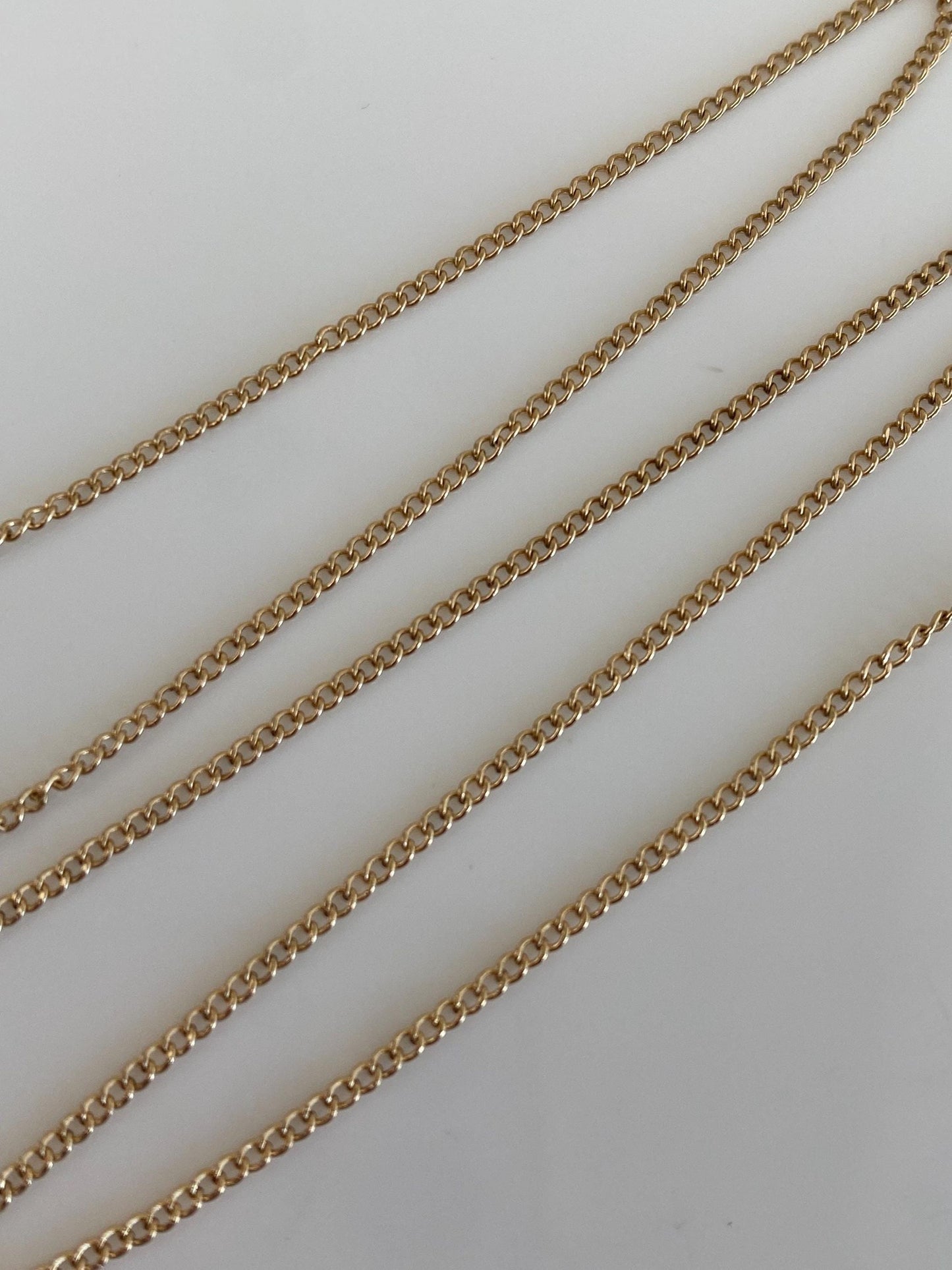 Vintage Solid 14k Yellow Gold Tight Curb Chain Necklace - 15.75 inches